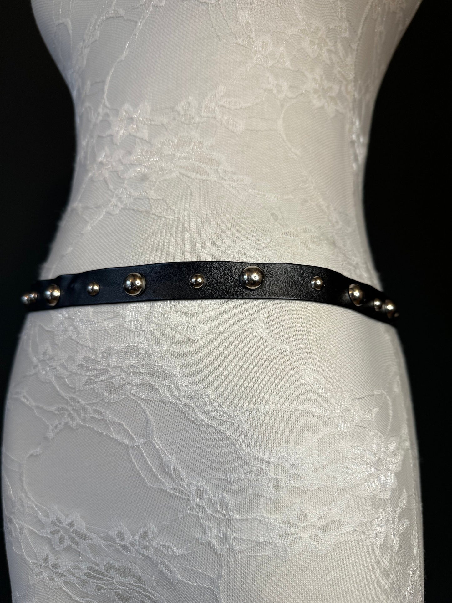 X-long Belt, Black Faux Leather Silver Studed Belt, Vegan Belt, Fashion Belt, Festvial, 3/4” Wide, Teen Sizes, 18”-60” sizes, FAN Design