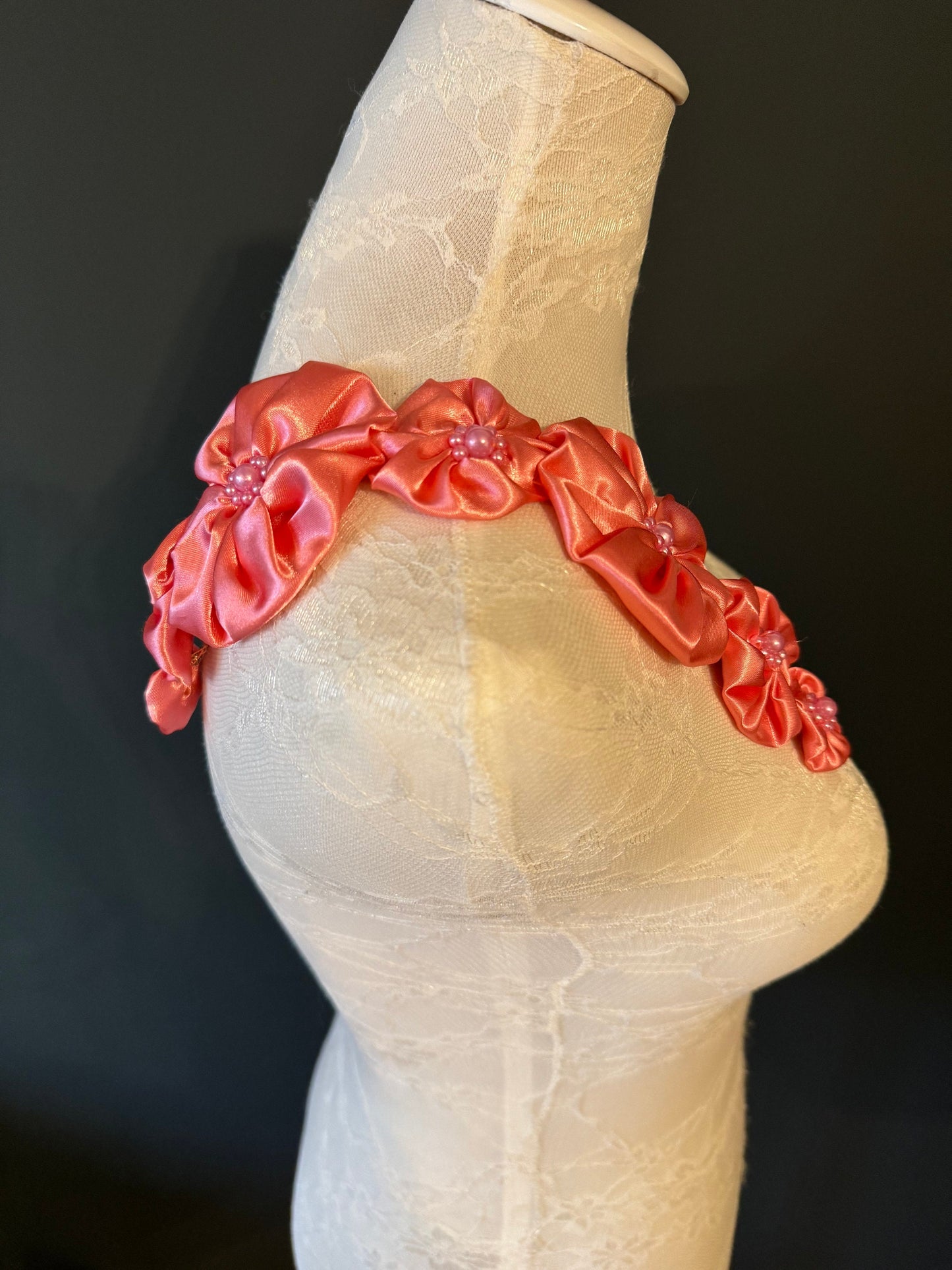 Large Corsage Flower, Red,Black, Ivory, 5” Wide, Satin Fabric Pin on Corsage, Bridal, Clothing, Fashion, Hat, Accessory, Fashion, FAN Design