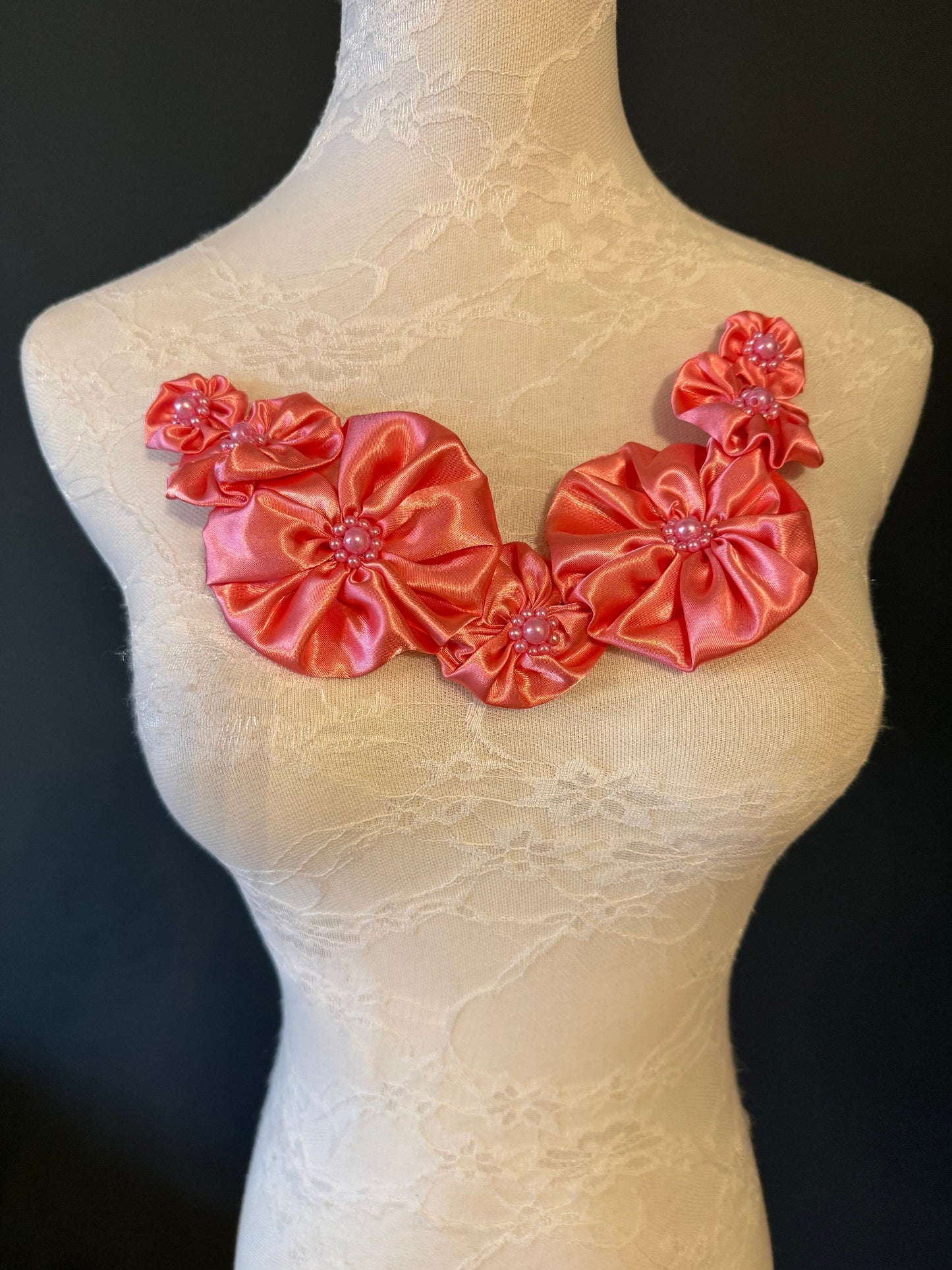 Large Corsage Flower, Red,Black, Ivory, 5” Wide, Satin Fabric Pin on Corsage, Bridal, Clothing, Fashion, Hat, Accessory, Fashion, FAN Design