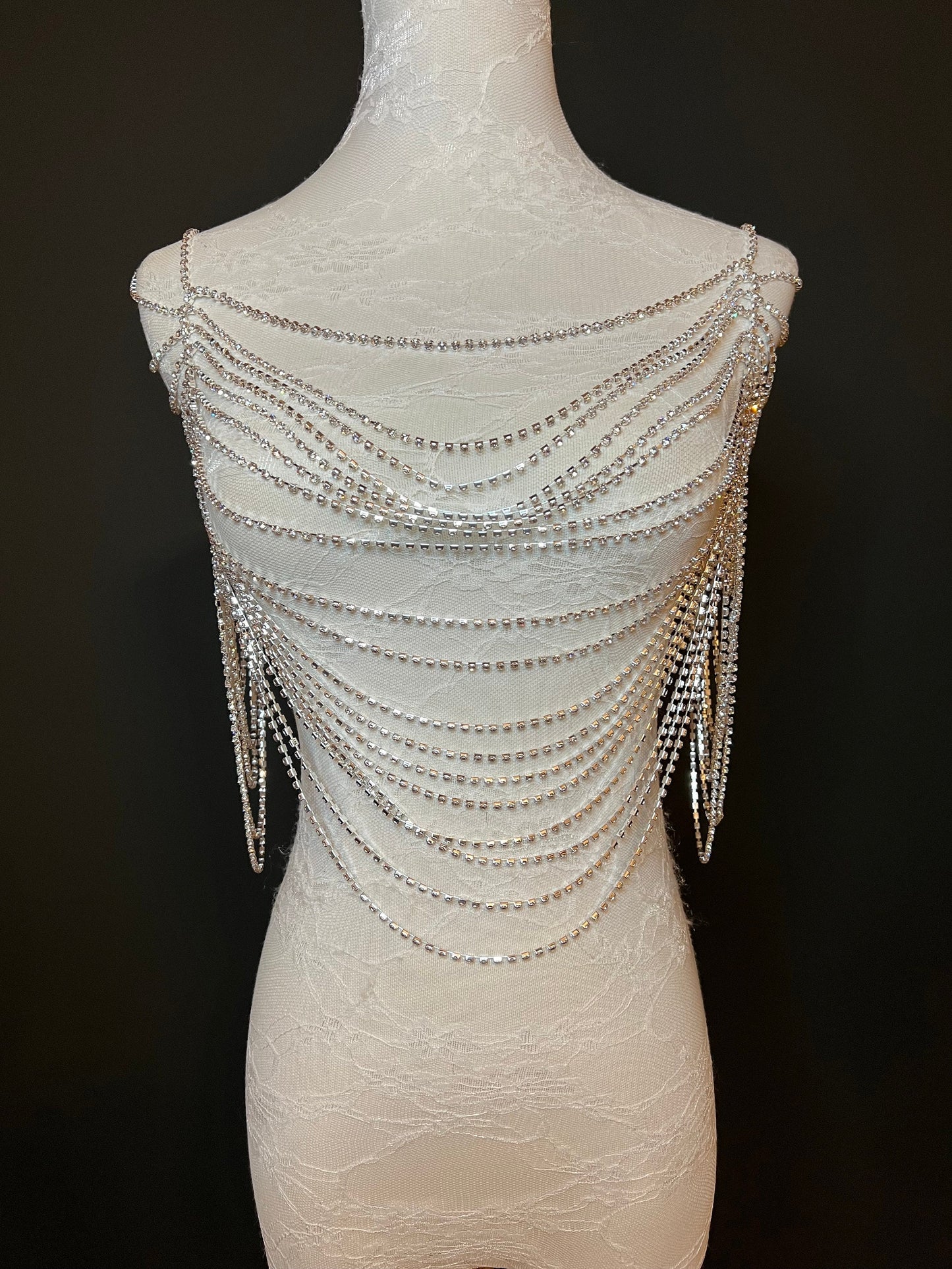 Rhinestone Body Chain, Gold, Silver, Diamanté Costume, Club Wear, Festival, Exclusive Design, Body Jewellery, FAN Design