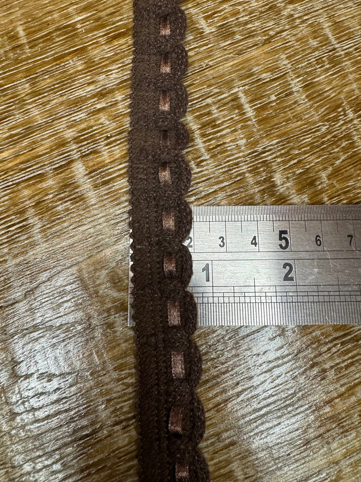 Pink & Brown Ribbon Slot Woven Braid, 2cm Wide