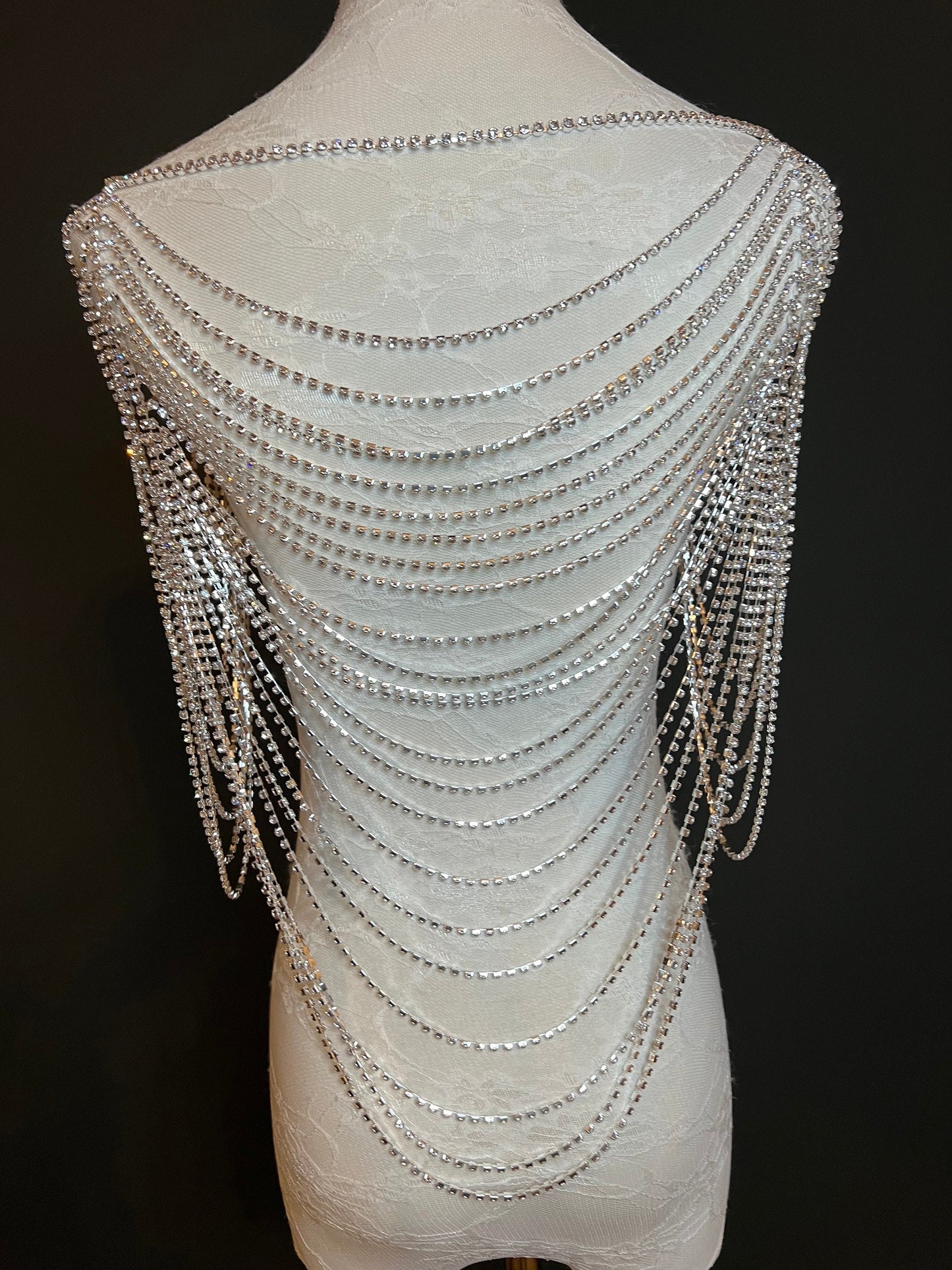 Rhinestone Body Chain, Gold, Silver, Diamanté Costume, Club Wear, Festival, Exclusive Design, Body Jewellery, FAN Design