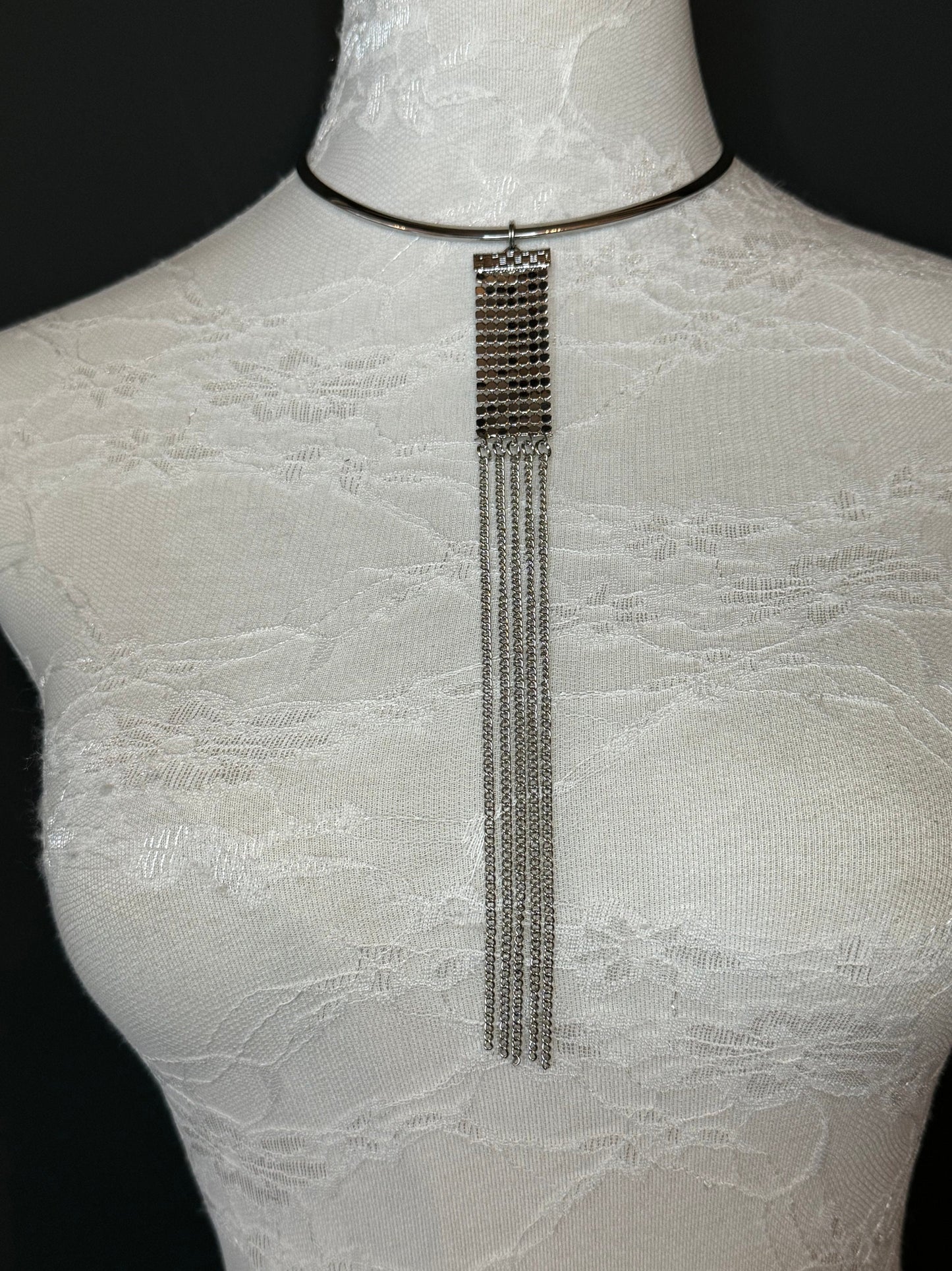 5” Neck wire choker, Silver, Quality Neckwire Choker wire, Necklace, High Quality, 12.5cm, Chainmail Tassel, Chain Fringe, FAN Collection
