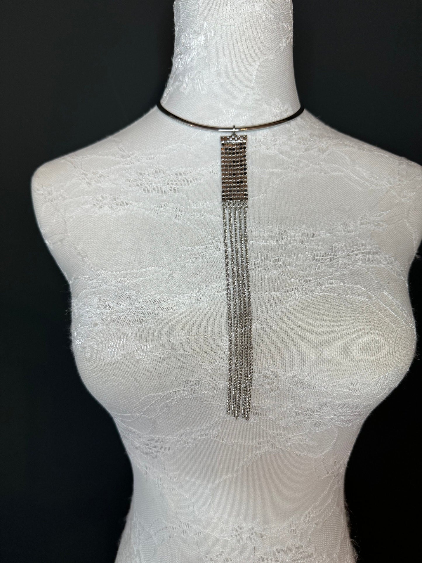 5” Neck wire choker, Silver, Quality Neckwire Choker wire, Necklace, High Quality, 12.5cm, Chainmail Tassel, Chain Fringe, FAN Collection