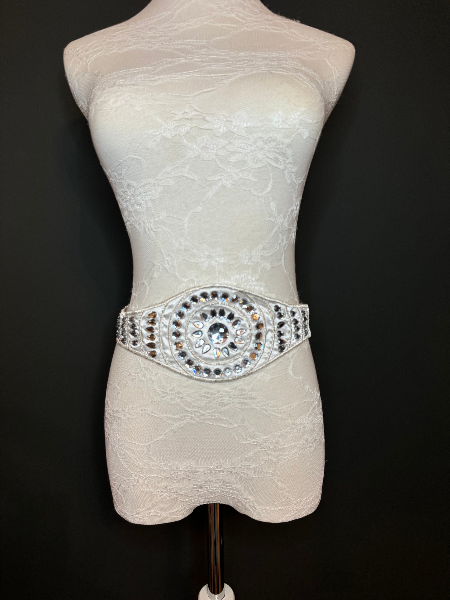 Jewel Belt, Bridal Belt, Ivory Satin Tie, Bridesmaid, Elegant Evening Belt, Dresses, Diamanté Rhinestone Belt, Elegant Belt Band, 18”-80”