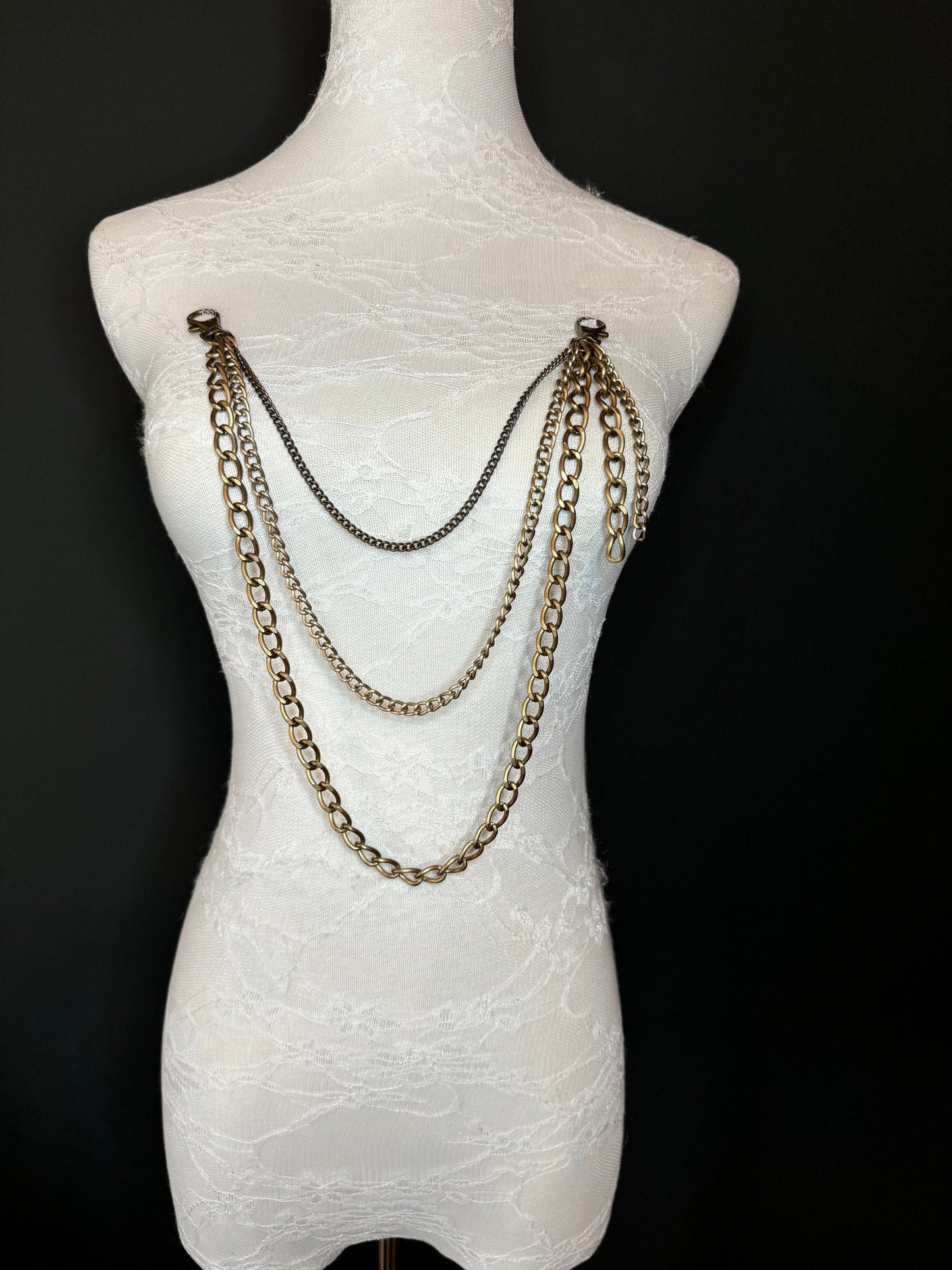 Layered Jean Chains, Bags, Hip Hop, 3 size selection, 3 Layers, Festival, Costume, Gift, Silver Colour, Gold Colour Chain, FAN Design, FAN