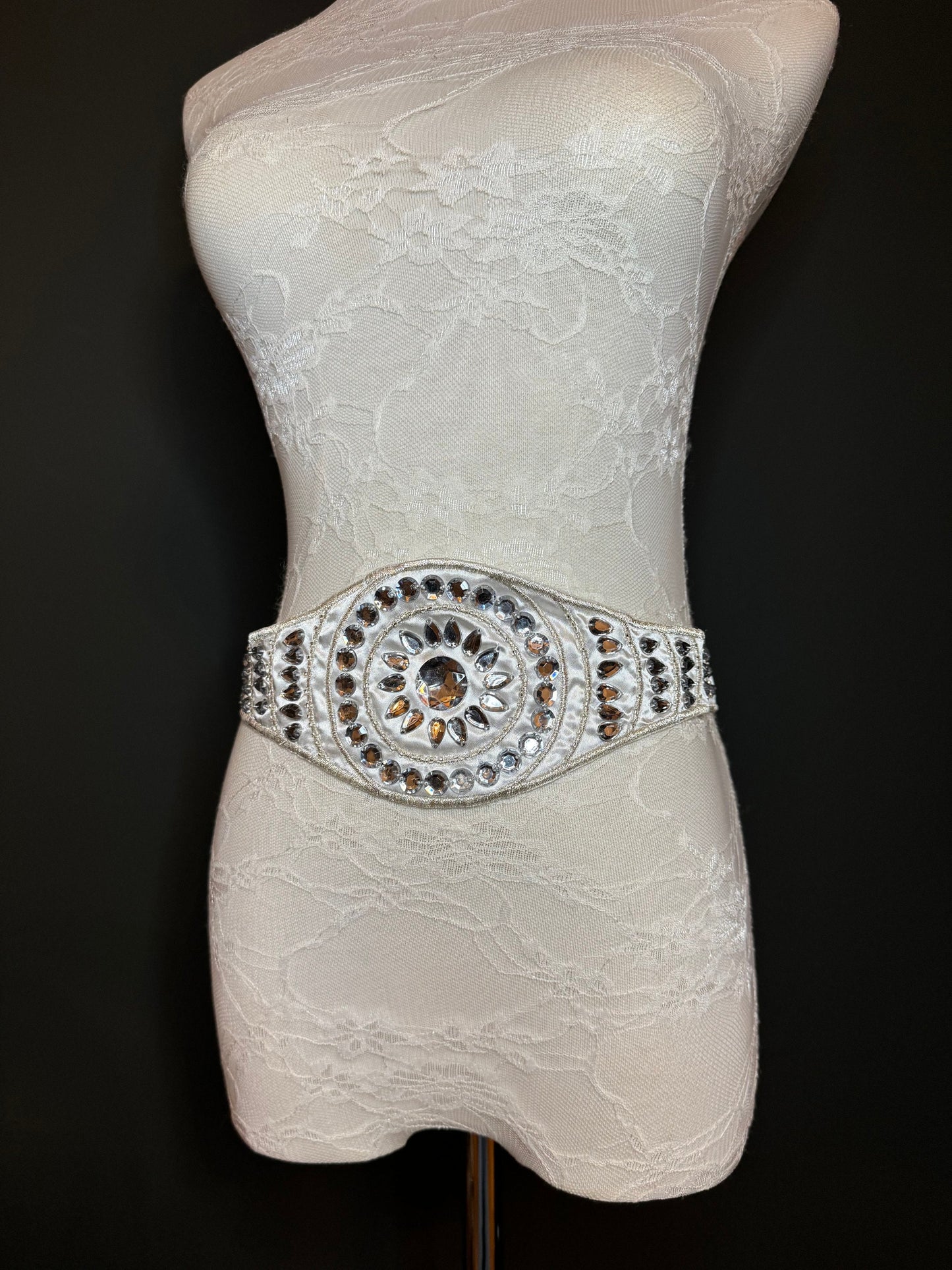 Jewel Belt, Bridal Belt, Ivory Satin Tie, Bridesmaid, Elegant Evening Belt, Dresses, Diamanté Rhinestone Belt, Elegant Belt Band, 18”-80”