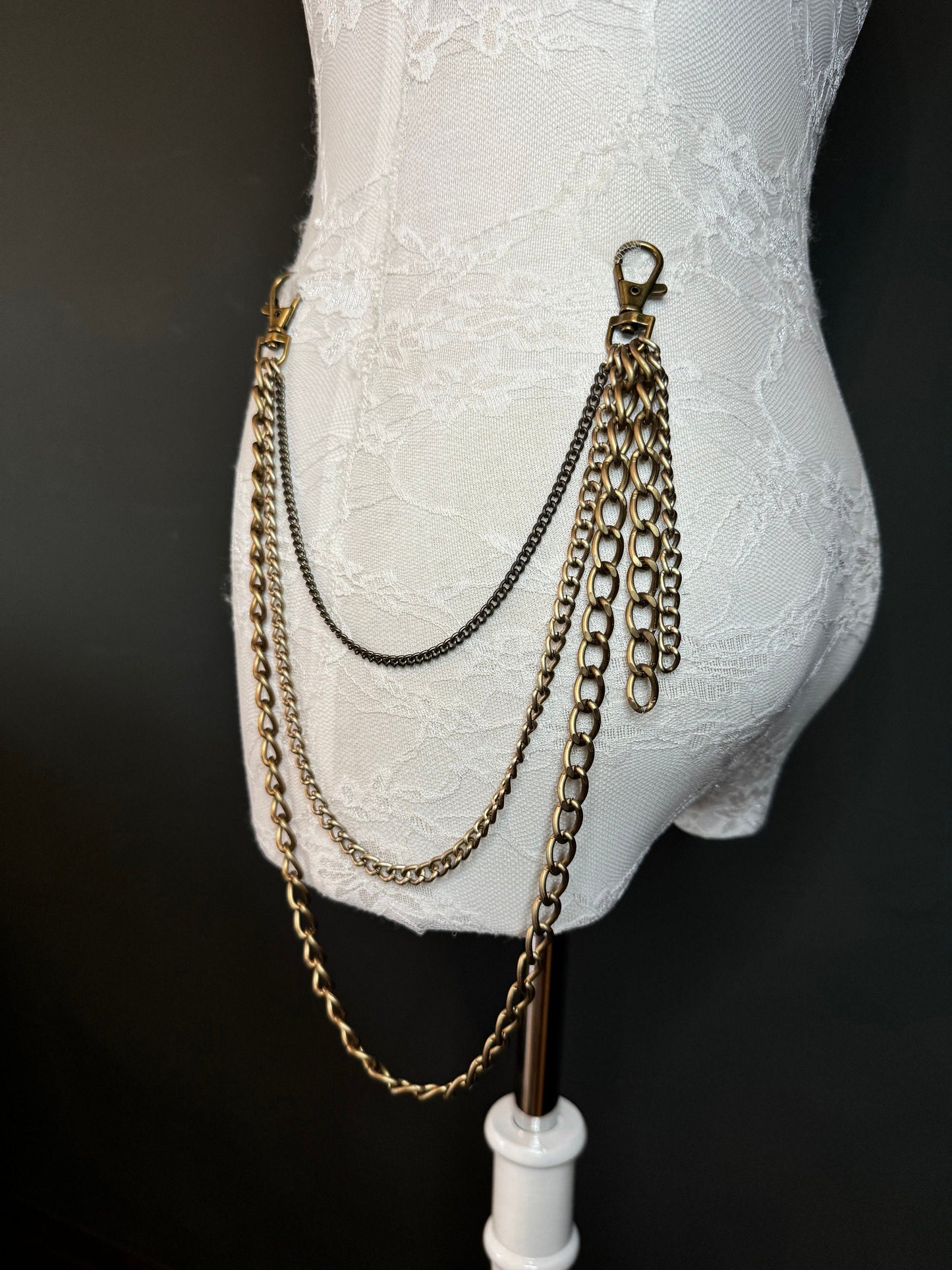 Layered Jean Chains, Bags, Hip Hop, 3 size selection, 3 Layers, Festival, Costume, Gift, Silver Colour, Gold Colour Chain, FAN Design, FAN