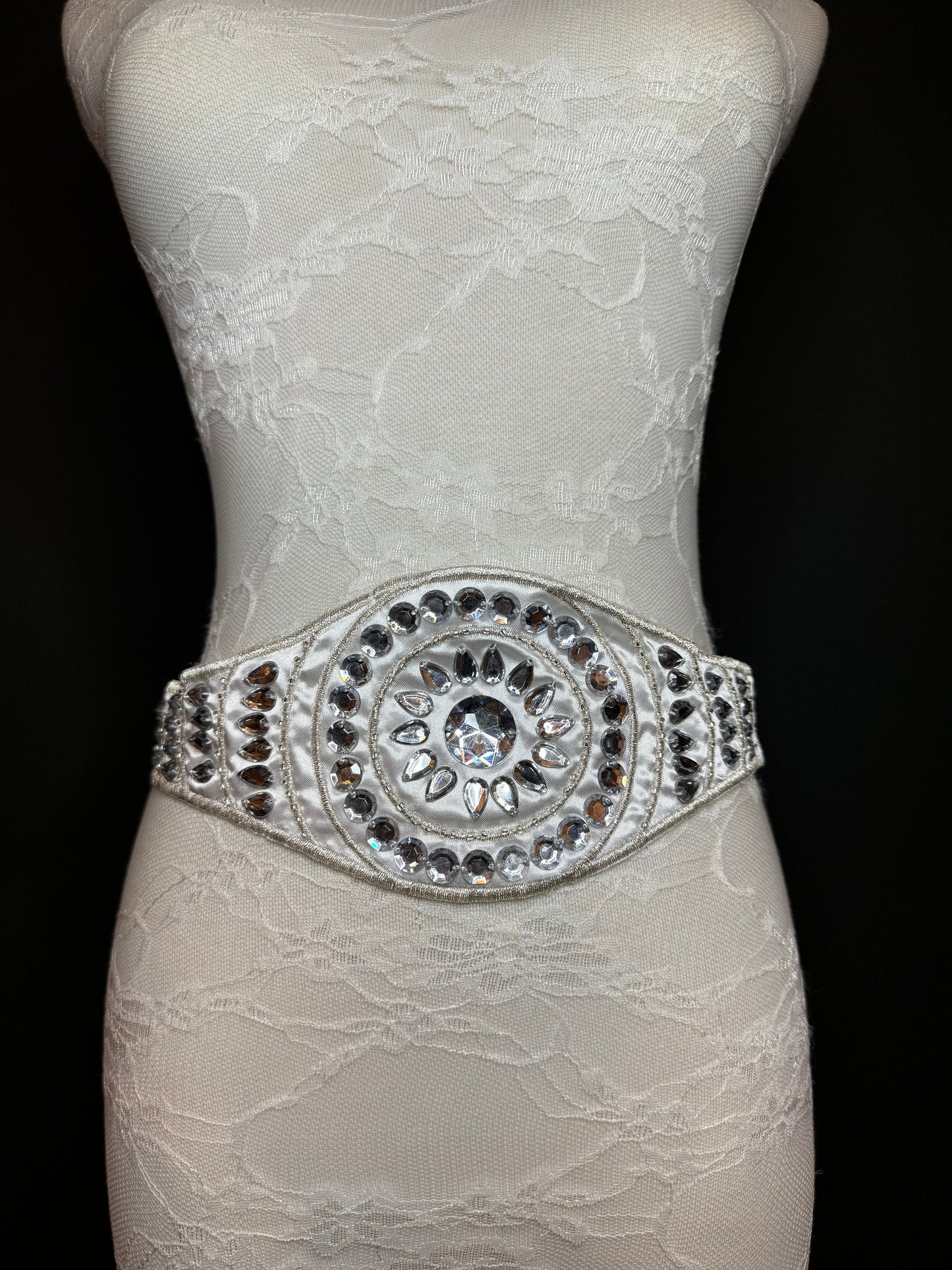 Jewel Belt, Bridal Belt, Ivory Satin Tie, Bridesmaid, Elegant Evening Belt, Dresses, Diamanté Rhinestone Belt, Elegant Belt Band, 18”-80”