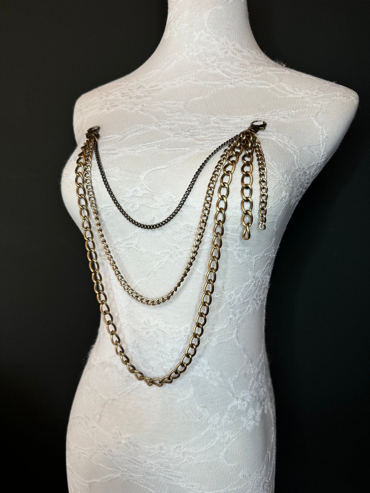 Layered Jean Chains, Bags, Hip Hop, 3 size selection, 3 Layers, Festival, Costume, Gift, Silver Colour, Gold Colour Chain, FAN Design, FAN