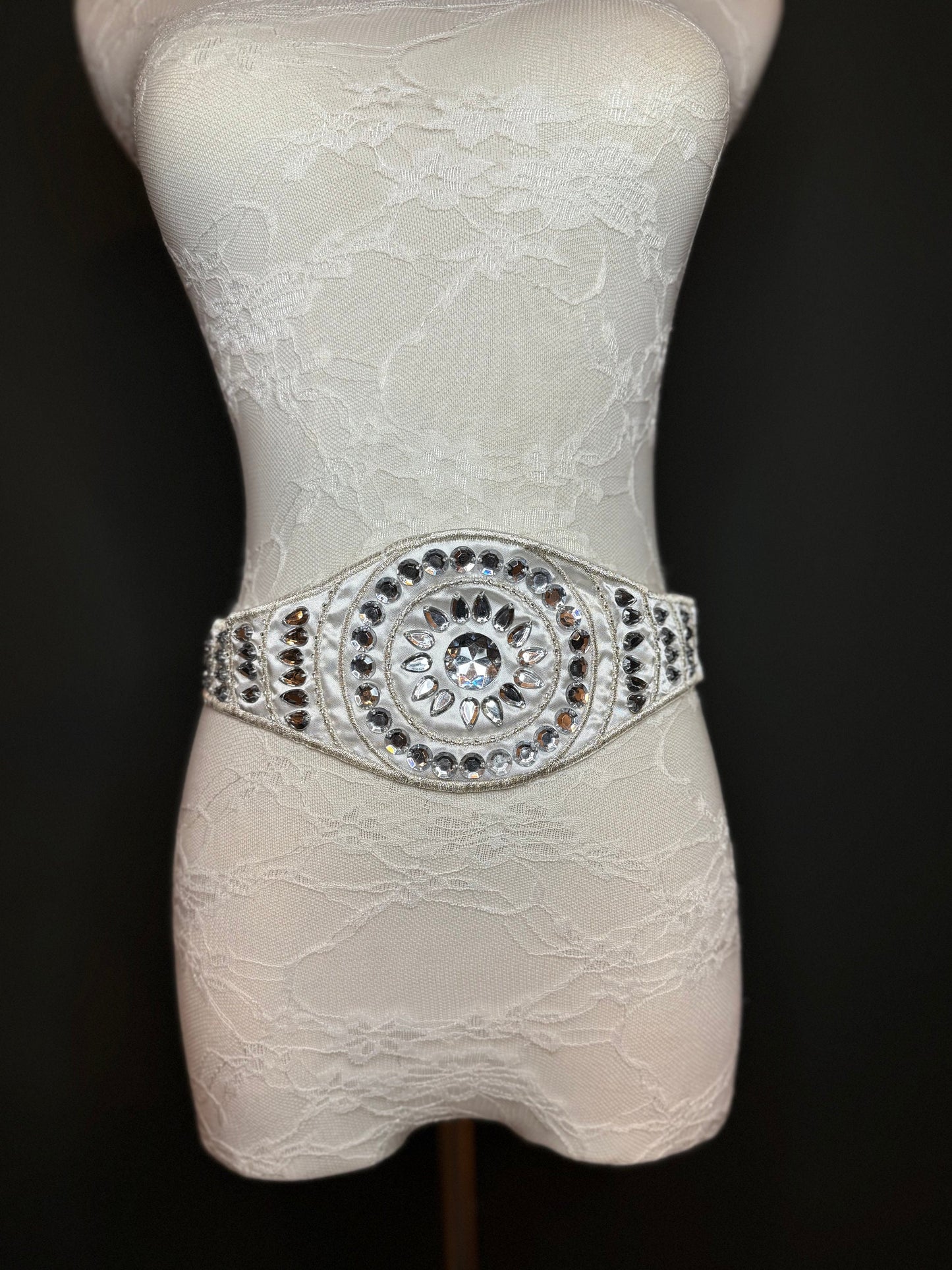 Jewel Belt, Bridal Belt, Ivory Satin Tie, Bridesmaid, Elegant Evening Belt, Dresses, Diamanté Rhinestone Belt, Elegant Belt Band, 18”-80”