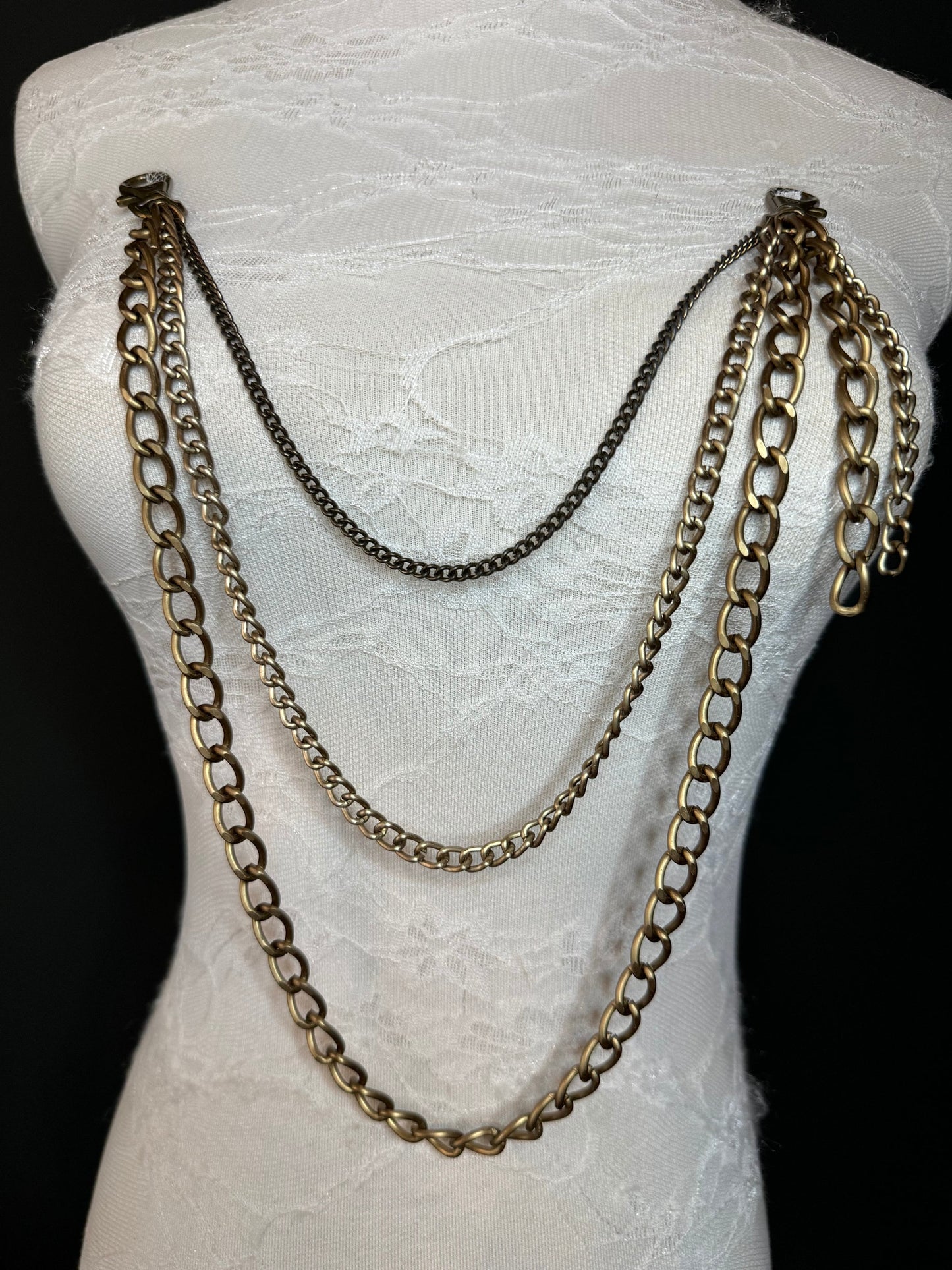 Layered Jean Chains, Bags, Hip Hop, 3 size selection, 3 Layers, Festival, Costume, Gift, Silver Colour, Gold Colour Chain, FAN Design, FAN