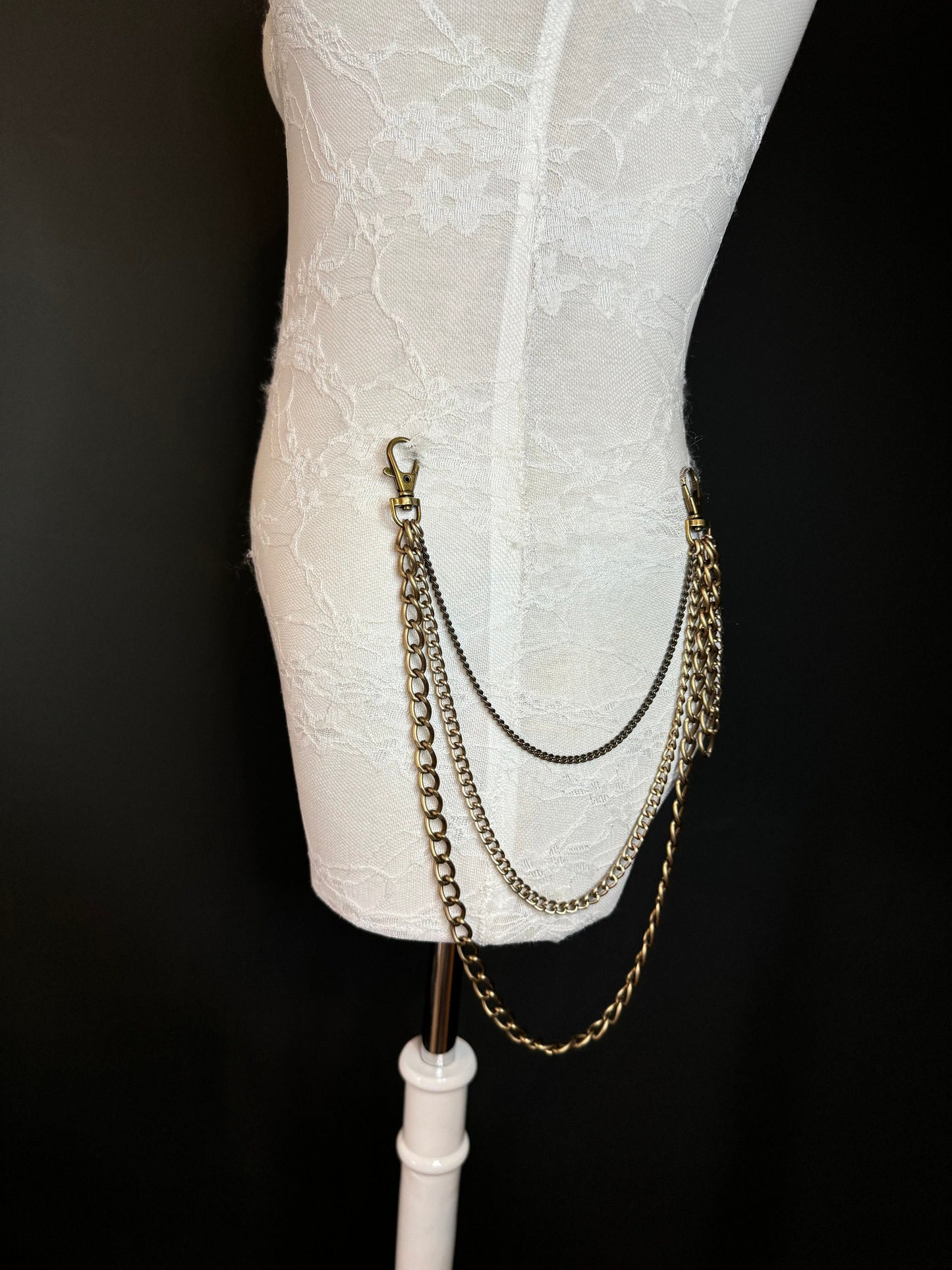 Layered Jean Chains, Bags, Hip Hop, 3 size selection, 3 Layers, Festival, Costume, Gift, Silver Colour, Gold Colour Chain, FAN Design, FAN