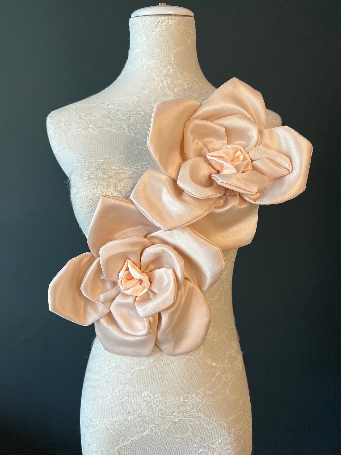 Large 3D Corsage Flower, Beige, 9” Wide, 27cm, Pin on Corsage, Bridal, Clothing, Dress, Hat, Accessory, FAN Design