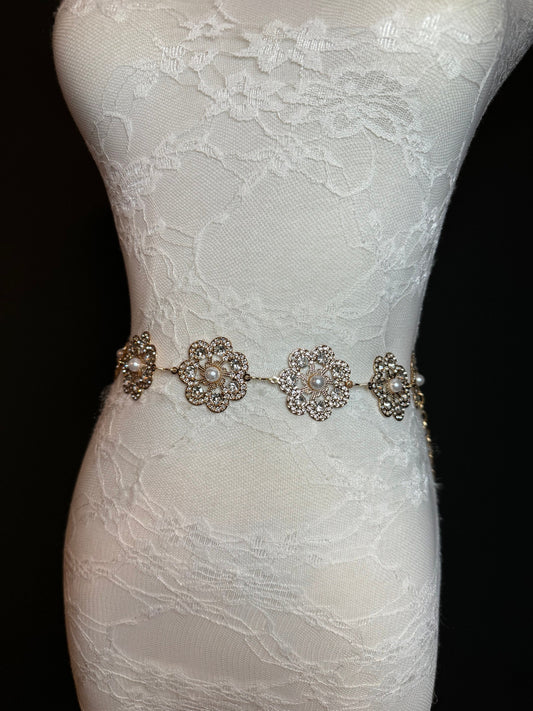 X-long Rhinestone Diamante Belt, Metal Belt, Teen Sizes, Size 18”-60”, Fan Design, Fan Collection, Gold, Bridal,, Fashion Accessory, Elegant