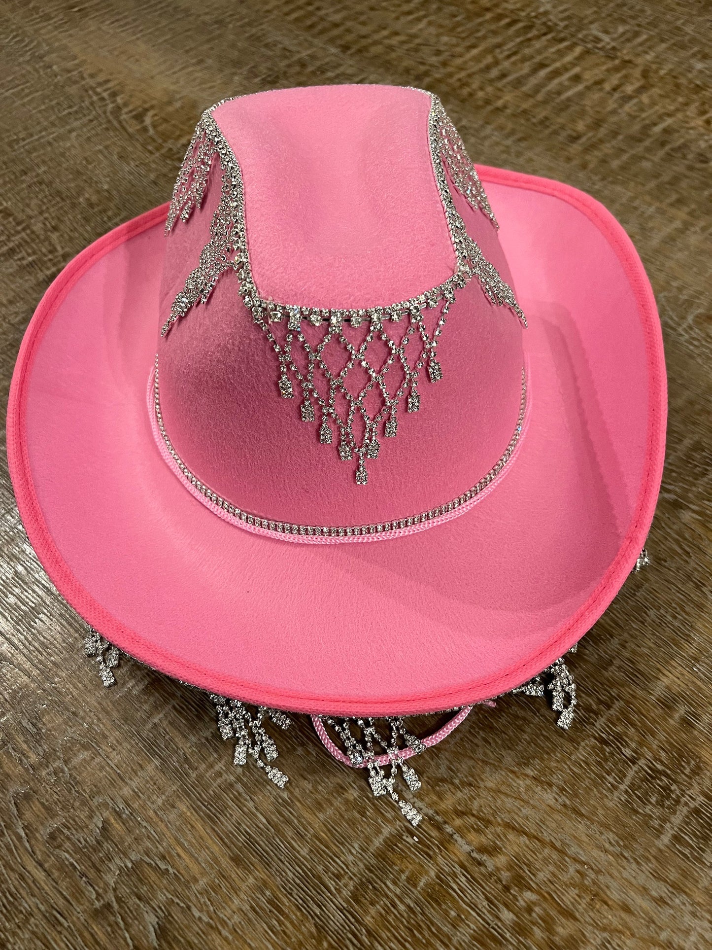 Rhinestone Hat, Fringe Hat, Hen, Party, Cowboy Hat, Pink