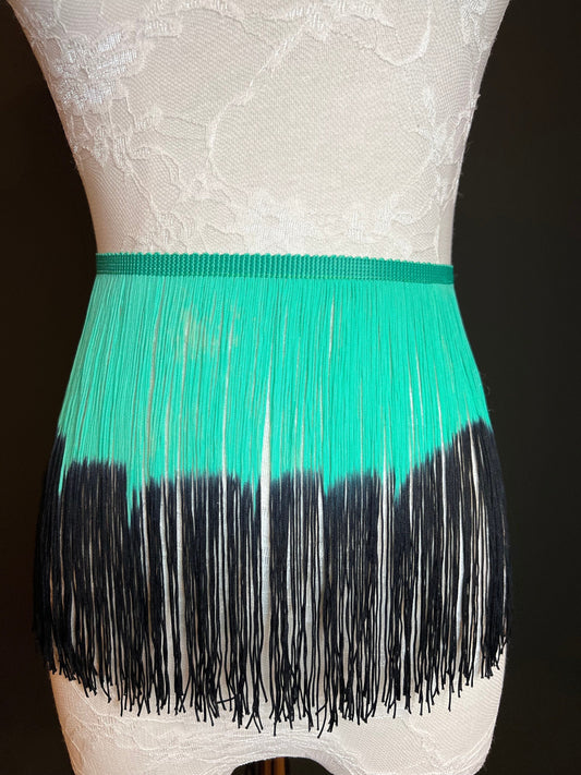 Fringe Fringing Trim 20cm Ombre Two Toned, Different Colours, 8” Wide, Festival, Clothing, Dress Fringe, Fringe Skirt, Green Black