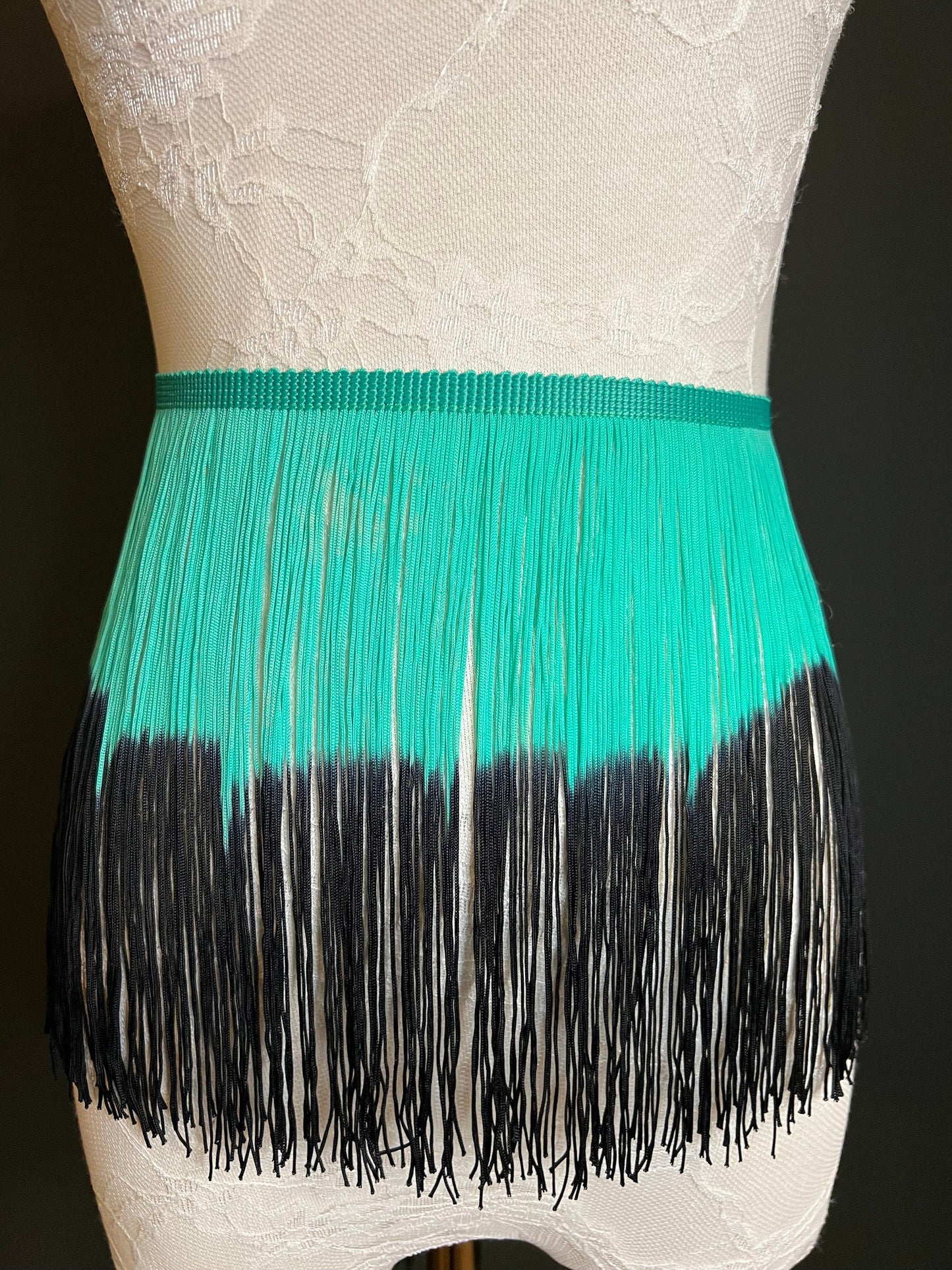 Fringe Fringing Trim 20cm Ombre Two Toned, Different Colours, 8” Wide, Festival, Clothing, Dress Fringe, Fringe Skirt, Green Black