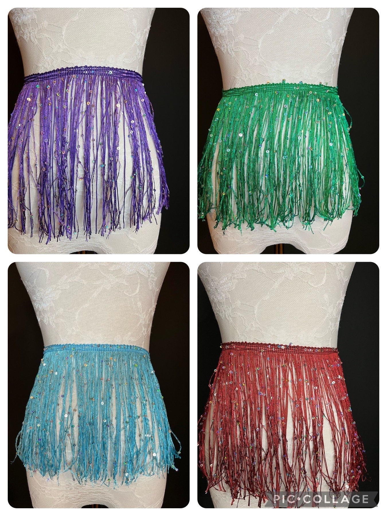 Sequin Fringe, Iridescent Sequins, Costume & Dress Fringe, 8 inch