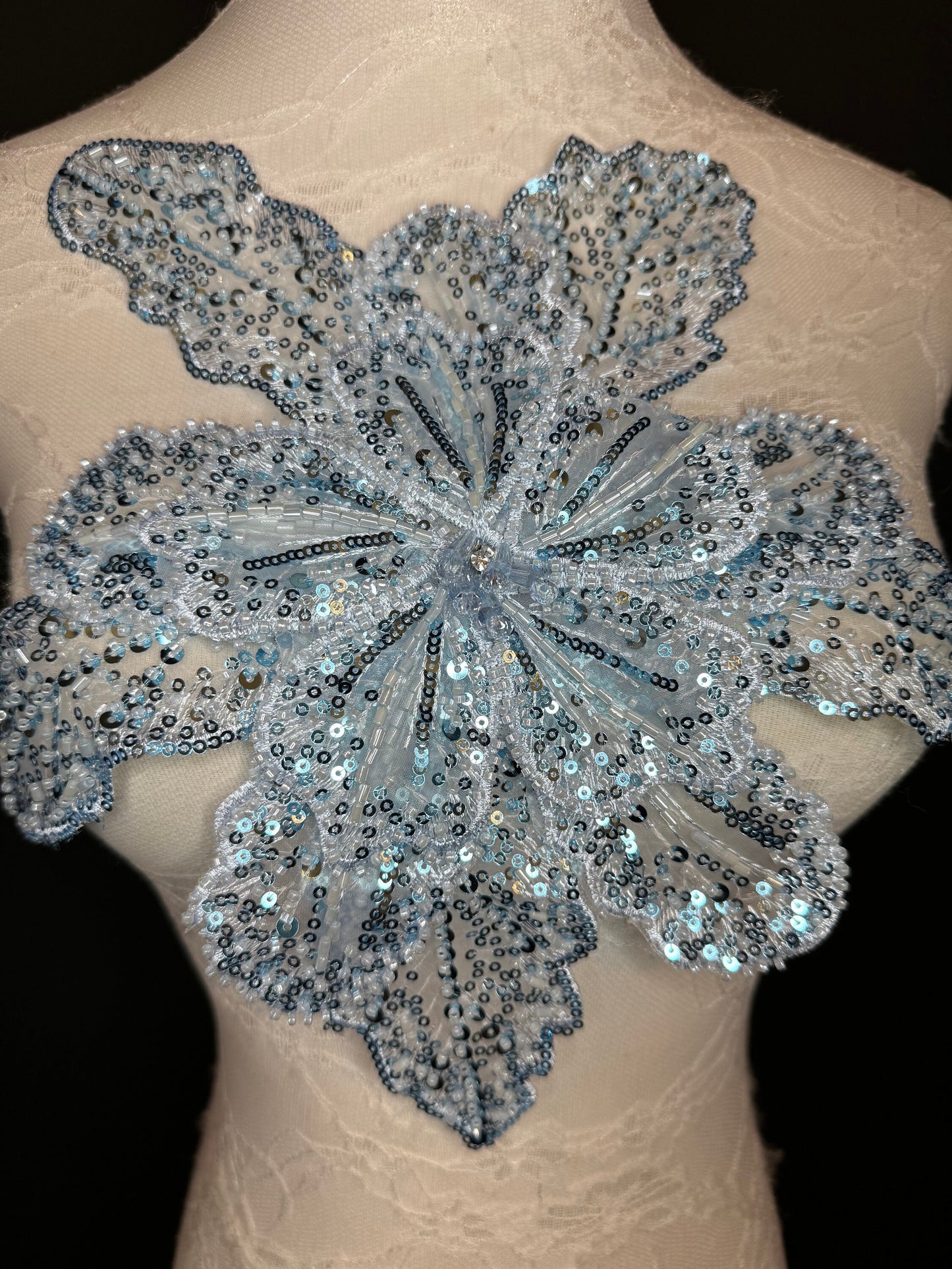 Oversized Corsage Flower, Beaded, Sequined, 19 Colours, 12” Wide, Beaded Pin on Corsage, Bridal, Clothing, Dress, FAN Design, FAN Design