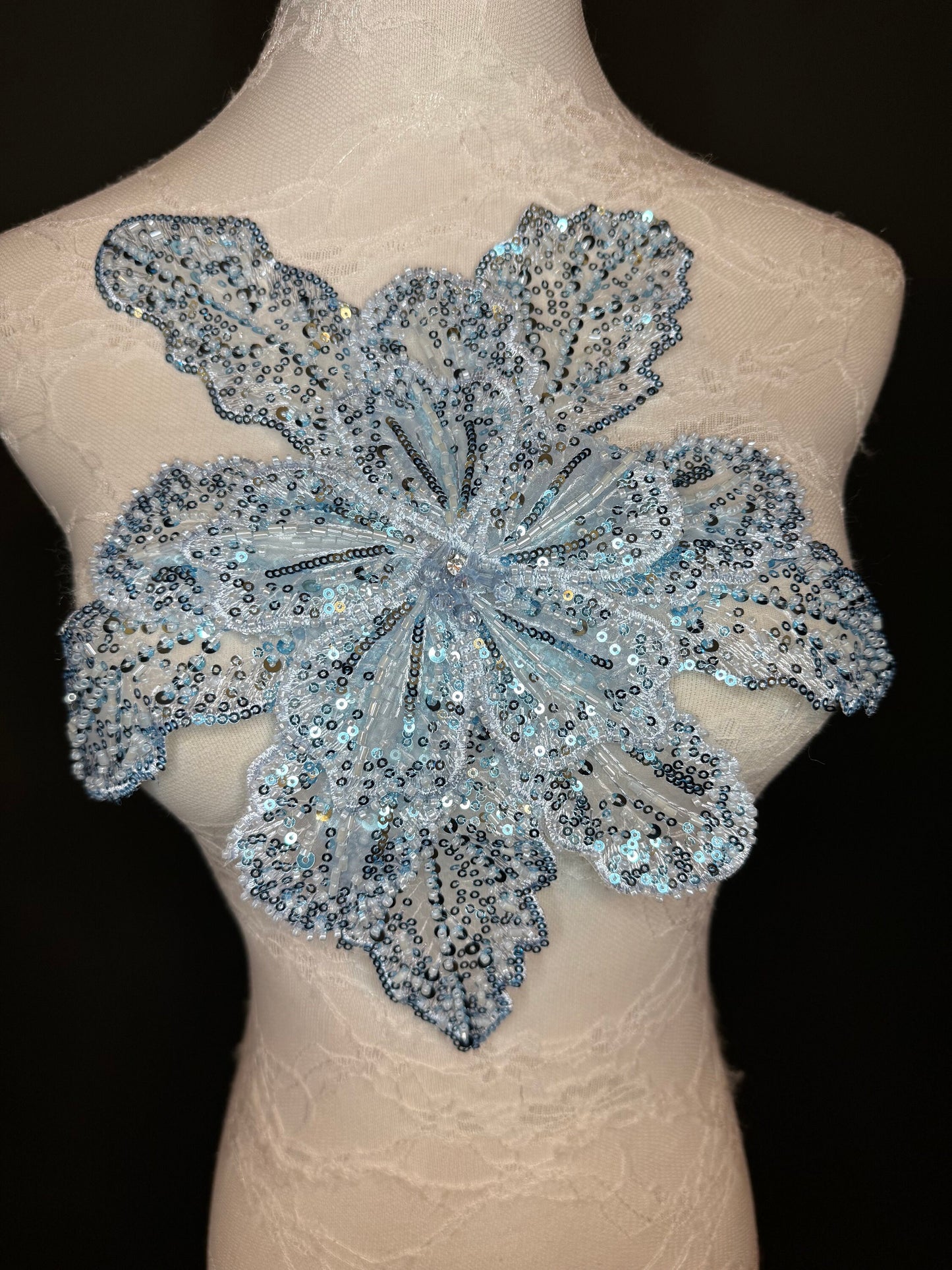 Oversized Corsage Flower, Beaded, Sequined, 19 Colours, 12” Wide, Beaded Pin on Corsage, Bridal, Clothing, Dress, FAN Design, FAN Design