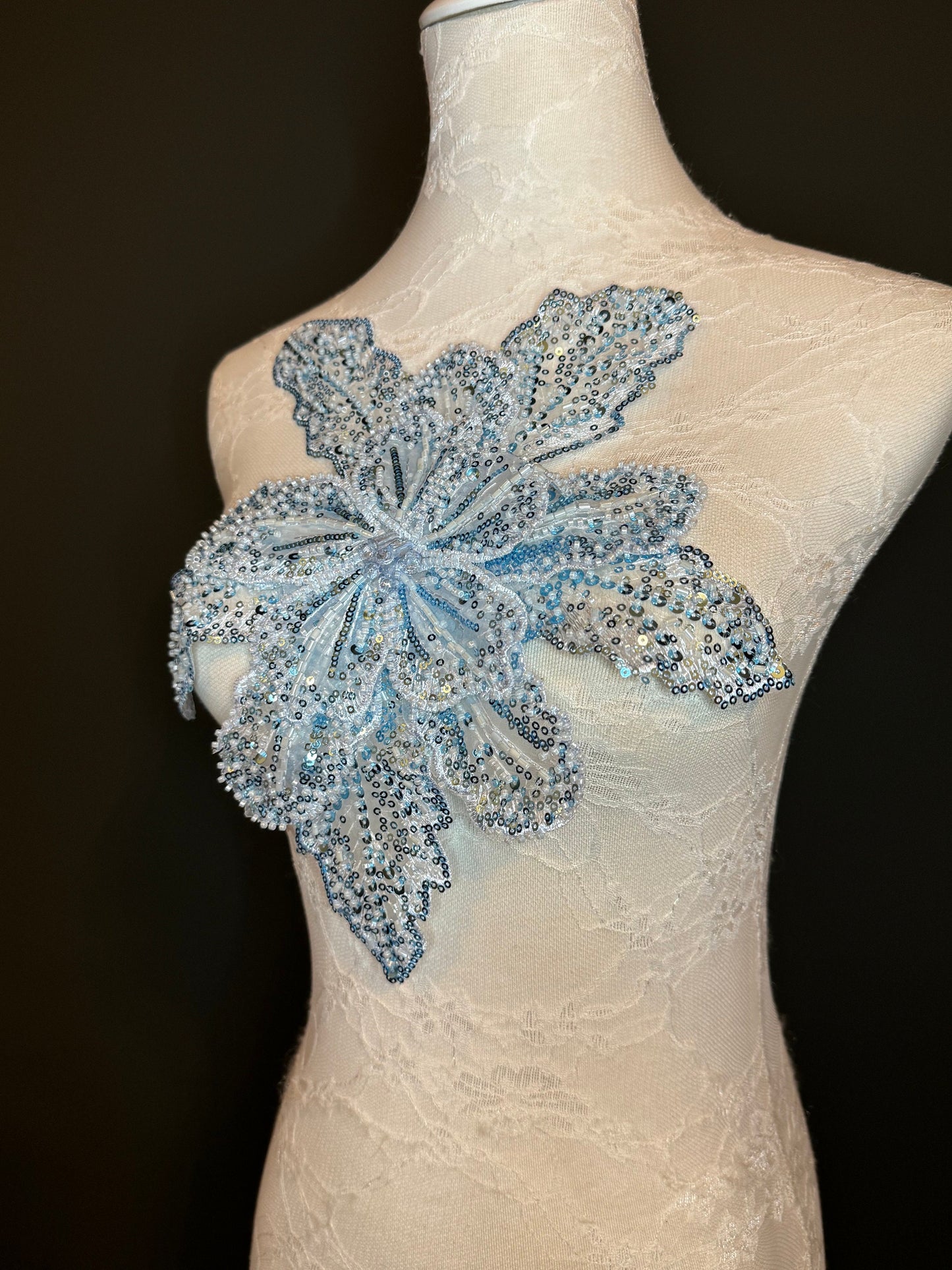 Oversized Corsage Flower, Beaded, Sequined, 19 Colours, 12” Wide, Beaded Pin on Corsage, Bridal, Clothing, Dress, FAN Design, FAN Design