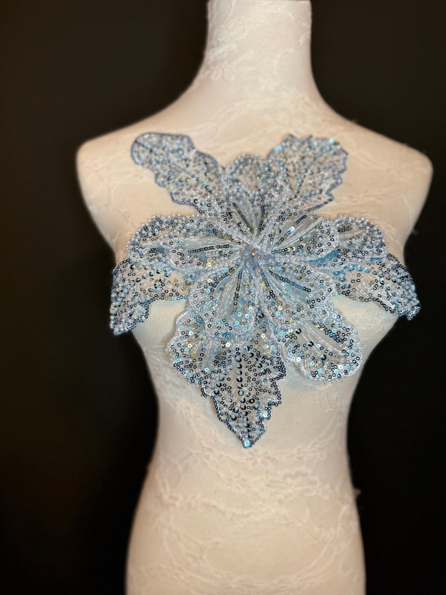 Oversized Corsage Flower, Beaded, Sequined, 19 Colours, 12” Wide, Beaded Pin on Corsage, Bridal, Clothing, Dress, FAN Design, FAN Design