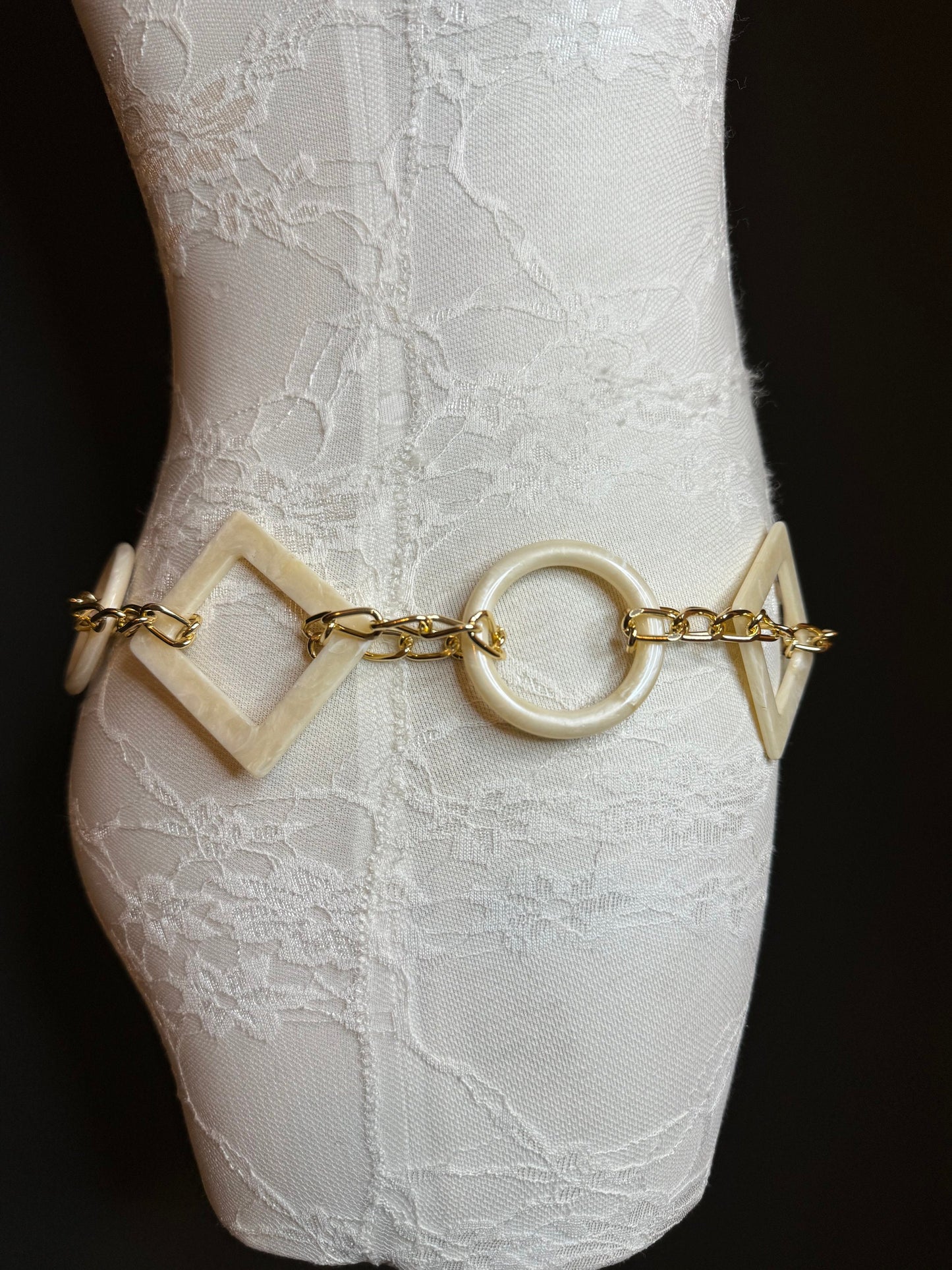 X-long Belt, High Quality Ring Belt, Rich Cream Mock Marble Rings Belt, Chain Belt, Fashion Belt, Rings, Sizes 18”-60”, FAN Design Exclusive