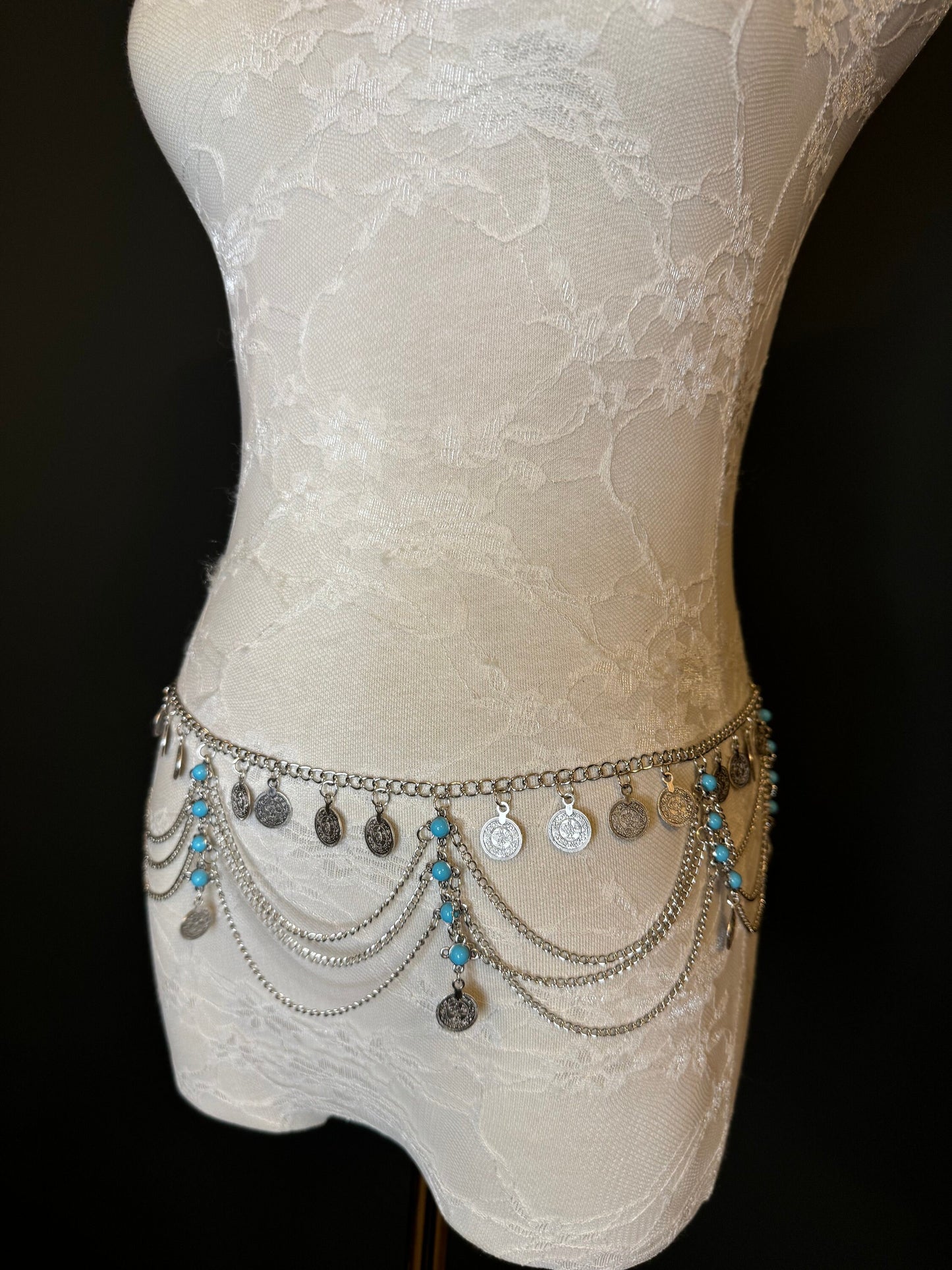 Belly Chain, Silver, Coin detail 18-40 inch, Festival, Dance, Costume Jewelery, Festvial, Dance, Gift