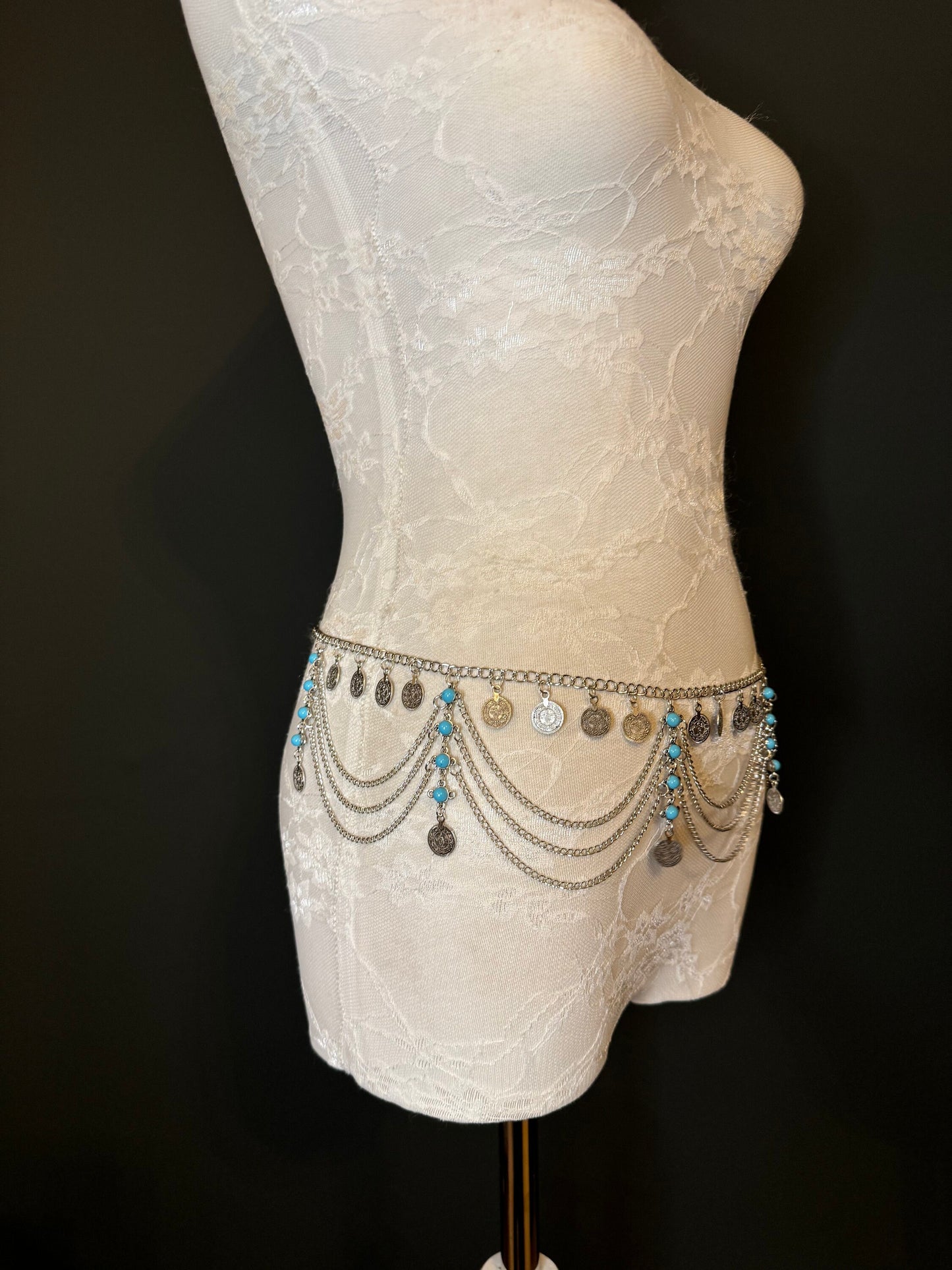 Belly Chain, Silver, Coin detail 18-40 inch, Festival, Dance, Costume Jewelery, Festvial, Dance, Gift