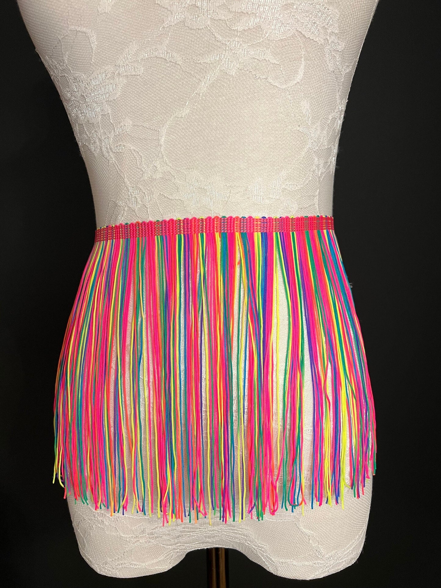 8" Fringe Multicolour, Rainbow Fringe, Dance, Costumes, Fashion, Party, Dress Fringe, 20cm, 8 inch