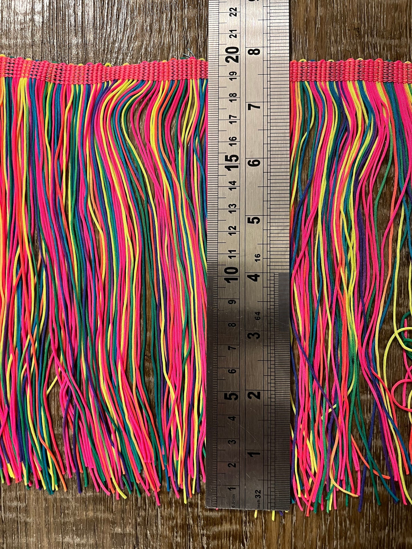 8" Fringe Multicolour, Rainbow Fringe, Dance, Costumes, Fashion, Party, Dress Fringe, 20cm, 8 inch