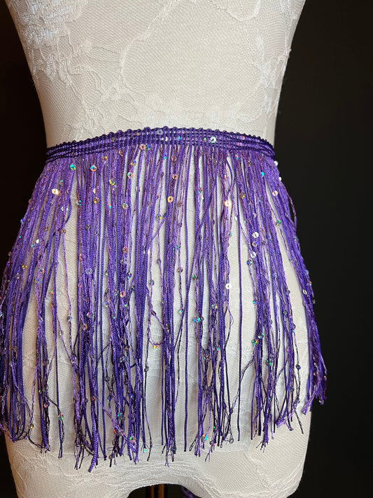 Fringe, Fringe With Sequins, Sequinned,  Sequin Fringe, Dance, Costumes, Fashion, Party, Dress Fringe, 20cm, 8 inch, 12 Colours, Purple