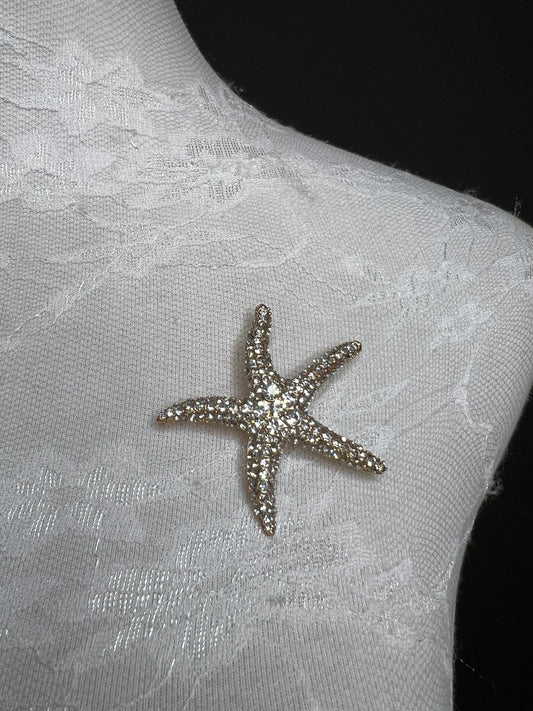 6cm Starfish Rhinestone Brooch Pin, 9 colours, Gold, Silver, Multicolour, FAN Design, Gift, Accessory, FAN Design