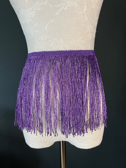 Lurex Fringe, 8” Wide, Fringe trimming, 20cm Wide Fringe, Purple, Pink, Black, Navy