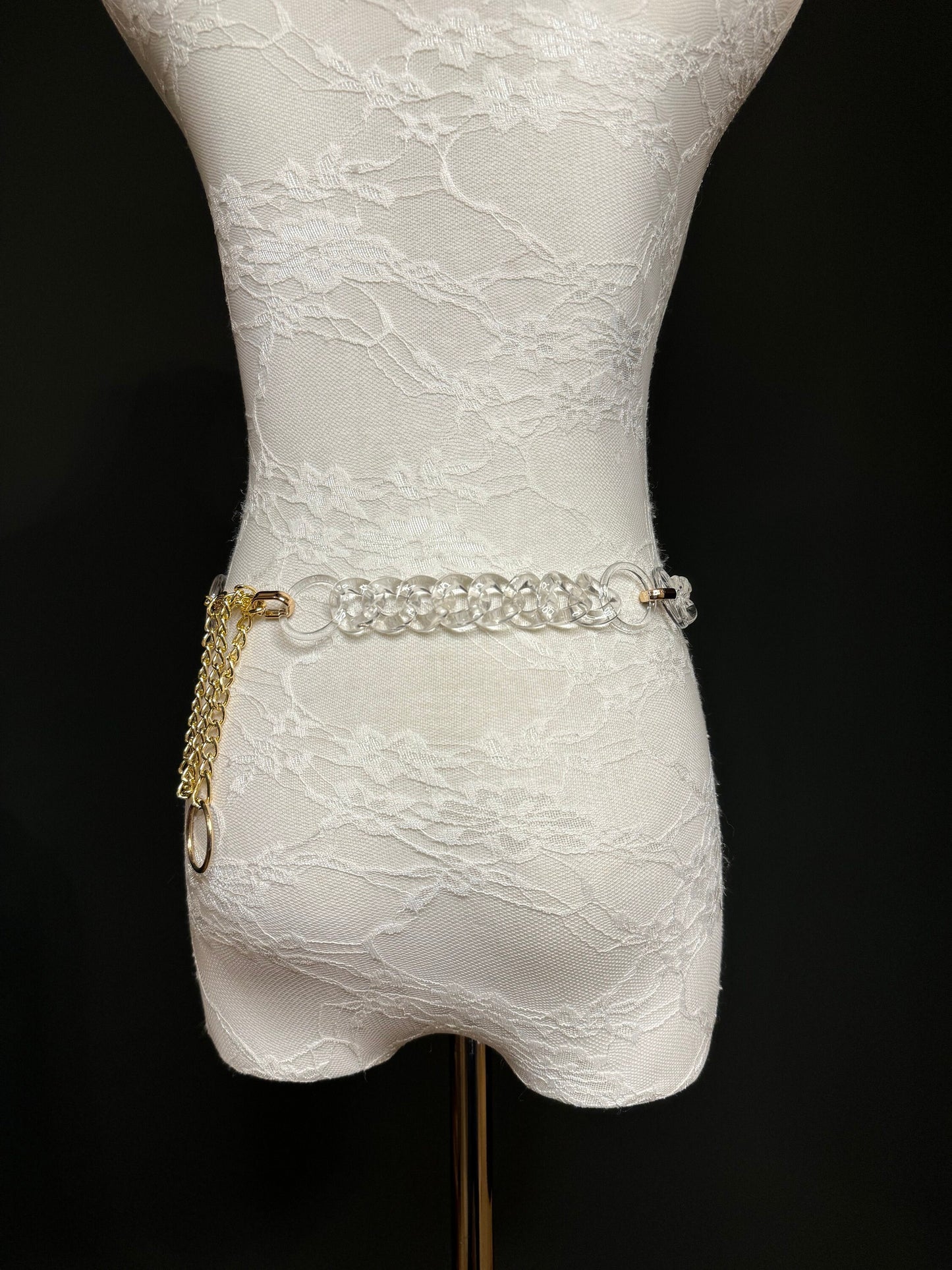 X-long Belt, Transparent Chain Ring Belt, Belt, Handmade, Fashion Belt, Accessory, Swimwear, Teen Sizes, XXXXL sizes, Silver, Gold, Festival