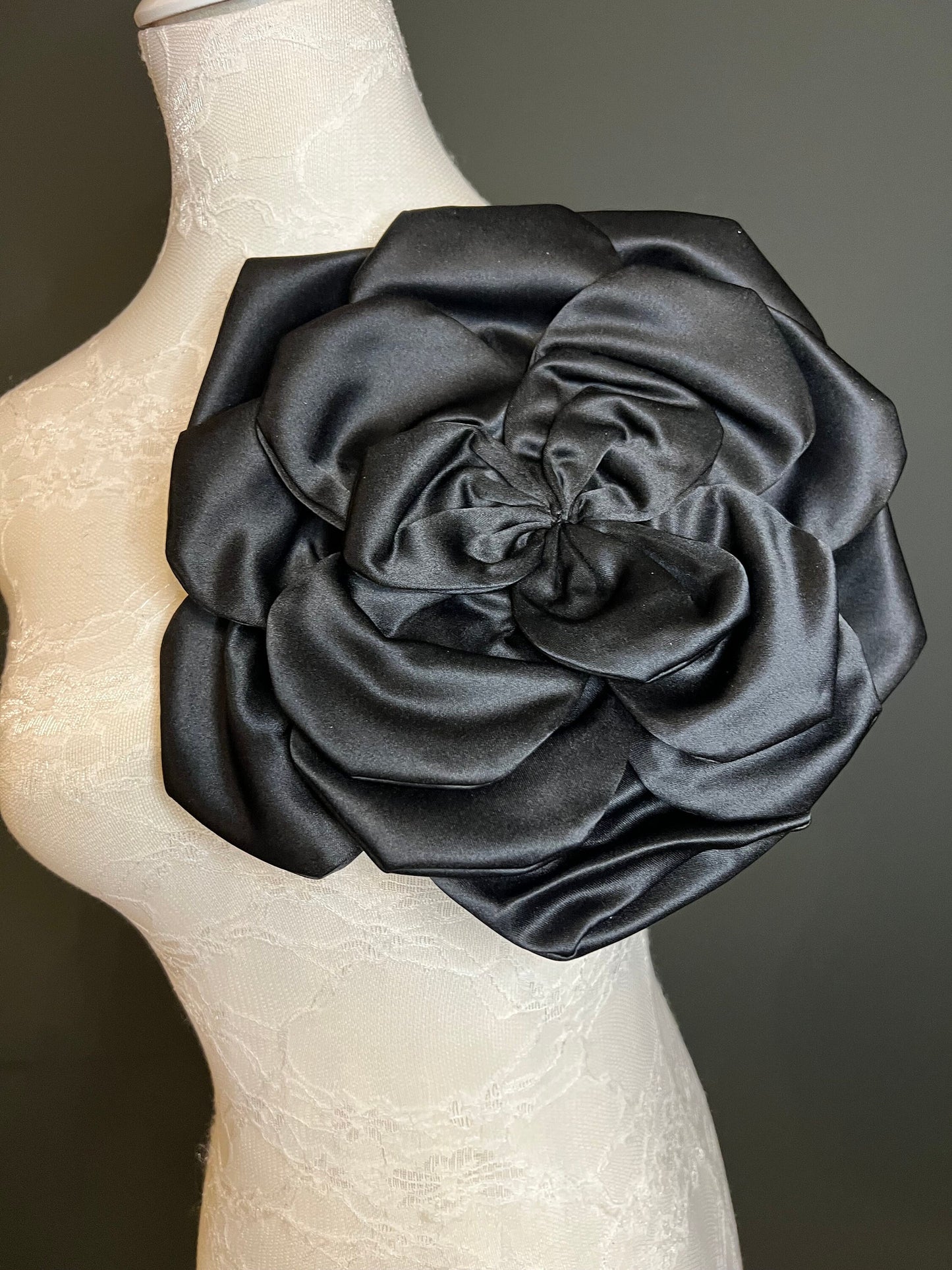 Oversized Large Corsage Flower, Black, 9 colours, 11” Wide, 27cm, Pin on Corsage, Bridal, Clothing, Dress, Hat, Accessory, FAN Design