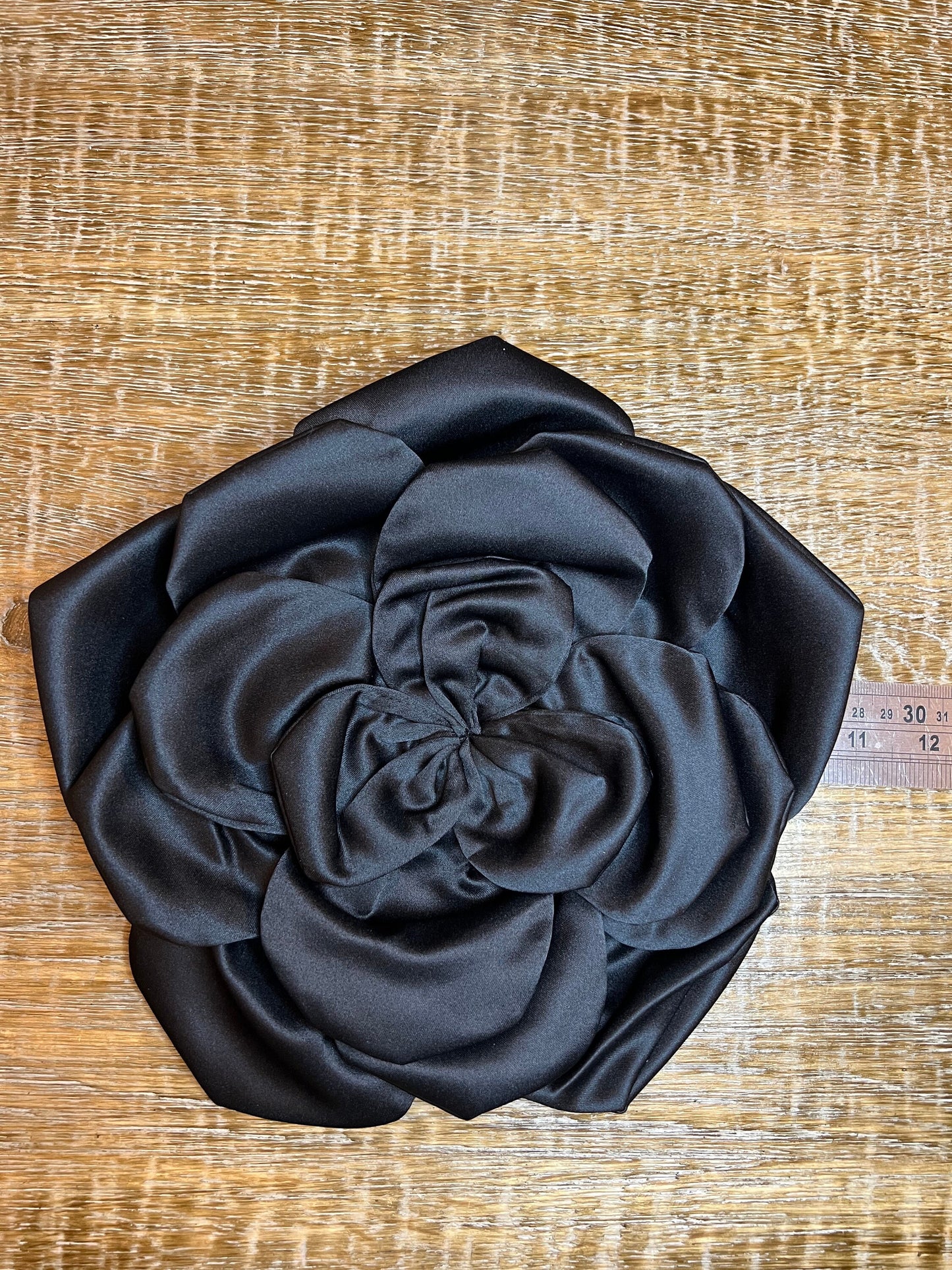 Oversized Large Corsage Flower, Black, 9 colours, 11” Wide, 27cm, Pin on Corsage, Bridal, Clothing, Dress, Hat, Accessory, FAN Design