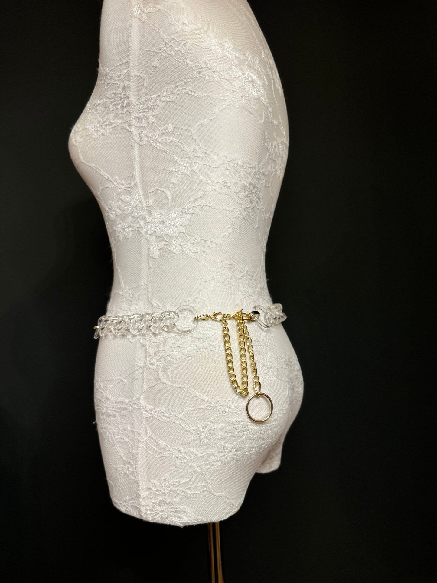 X-long Belt, Transparent Chain Ring Belt, Belt, Handmade, Fashion Belt, Accessory, Swimwear, Teen Sizes, XXXXL sizes, Silver, Gold, Festival