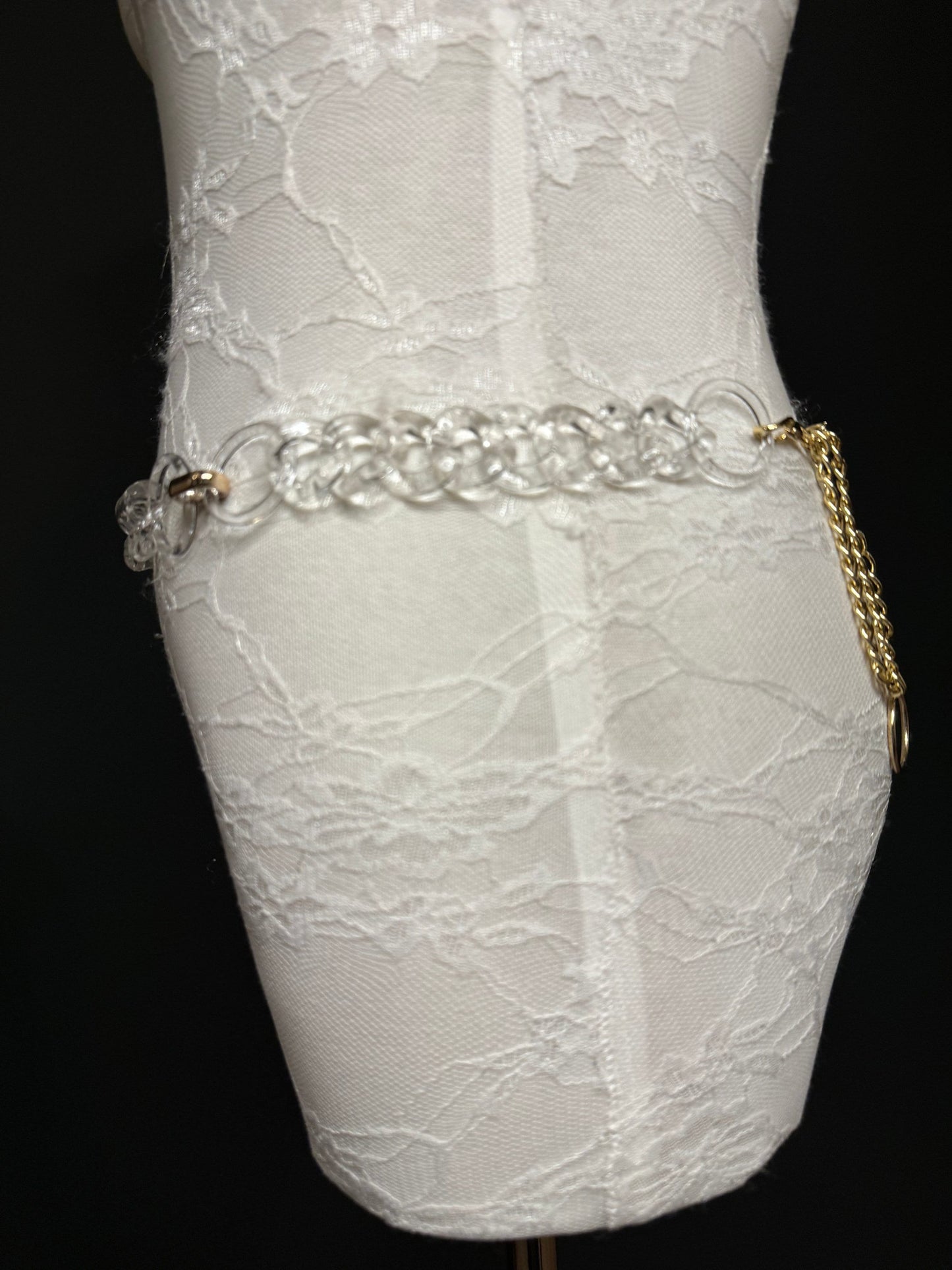 X-long Belt, Transparent Chain Ring Belt, Belt, Handmade, Fashion Belt, Accessory, Swimwear, Teen Sizes, XXXXL sizes, Silver, Gold, Festival