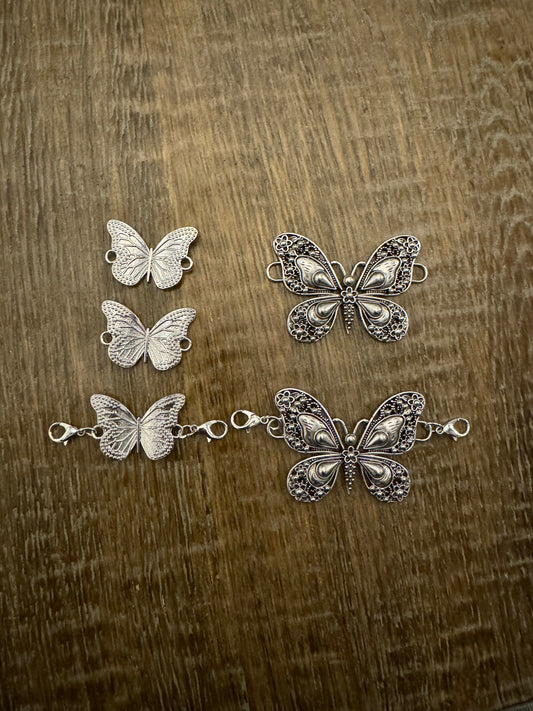 Butterfly Metal Buckle, Metal Silver Buckle, 2 sizes, Belts, Dresses, Swimwear, Accessory, Crafts, Shoes, Cards