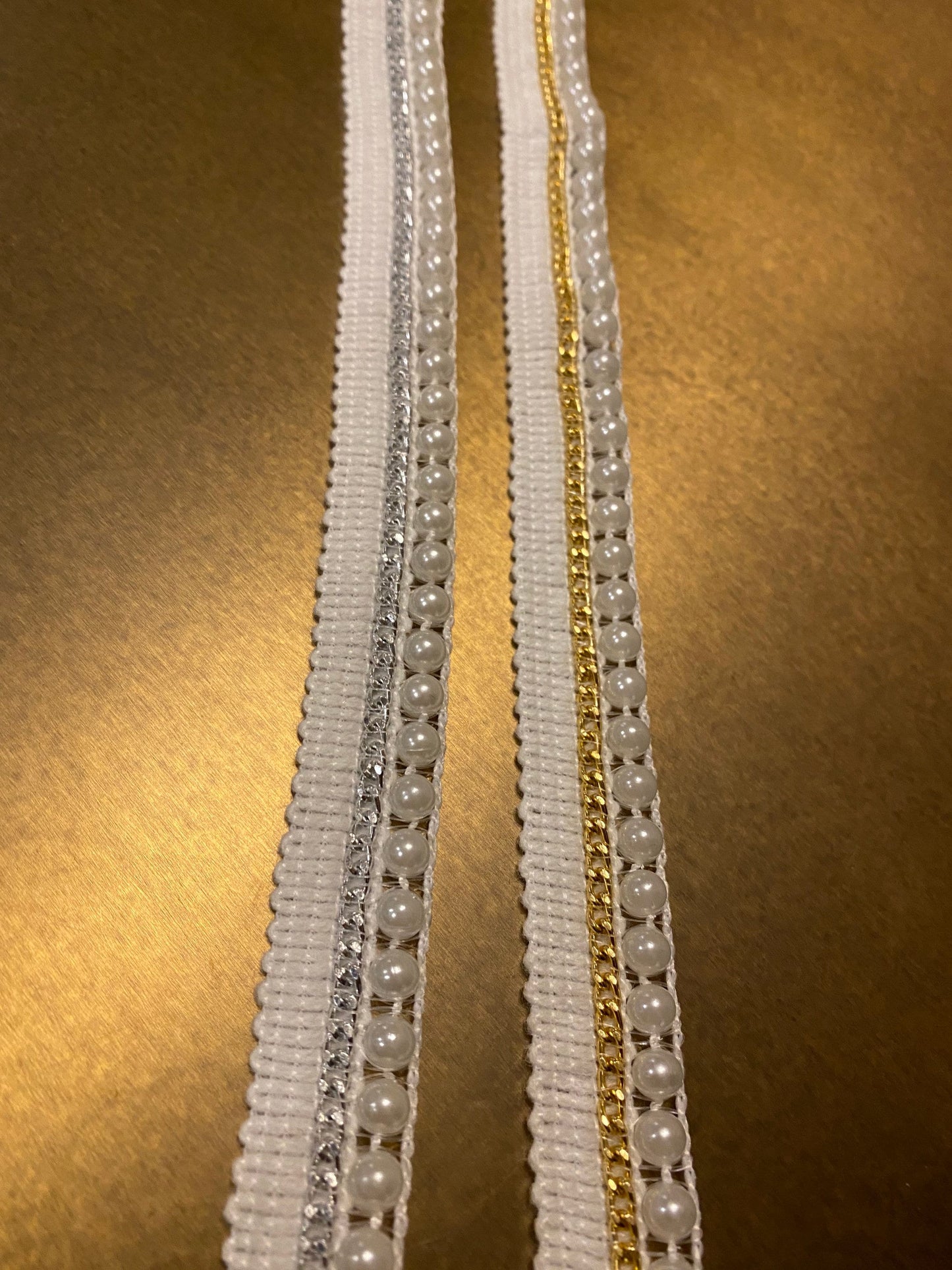 Beaded Chain Tape, Chain, Pearls, Silver, Gold, Black Tape, Ivory Tape, Sew on, Beaded Trim, Cardigans, Blazers, Crafts, Sewing