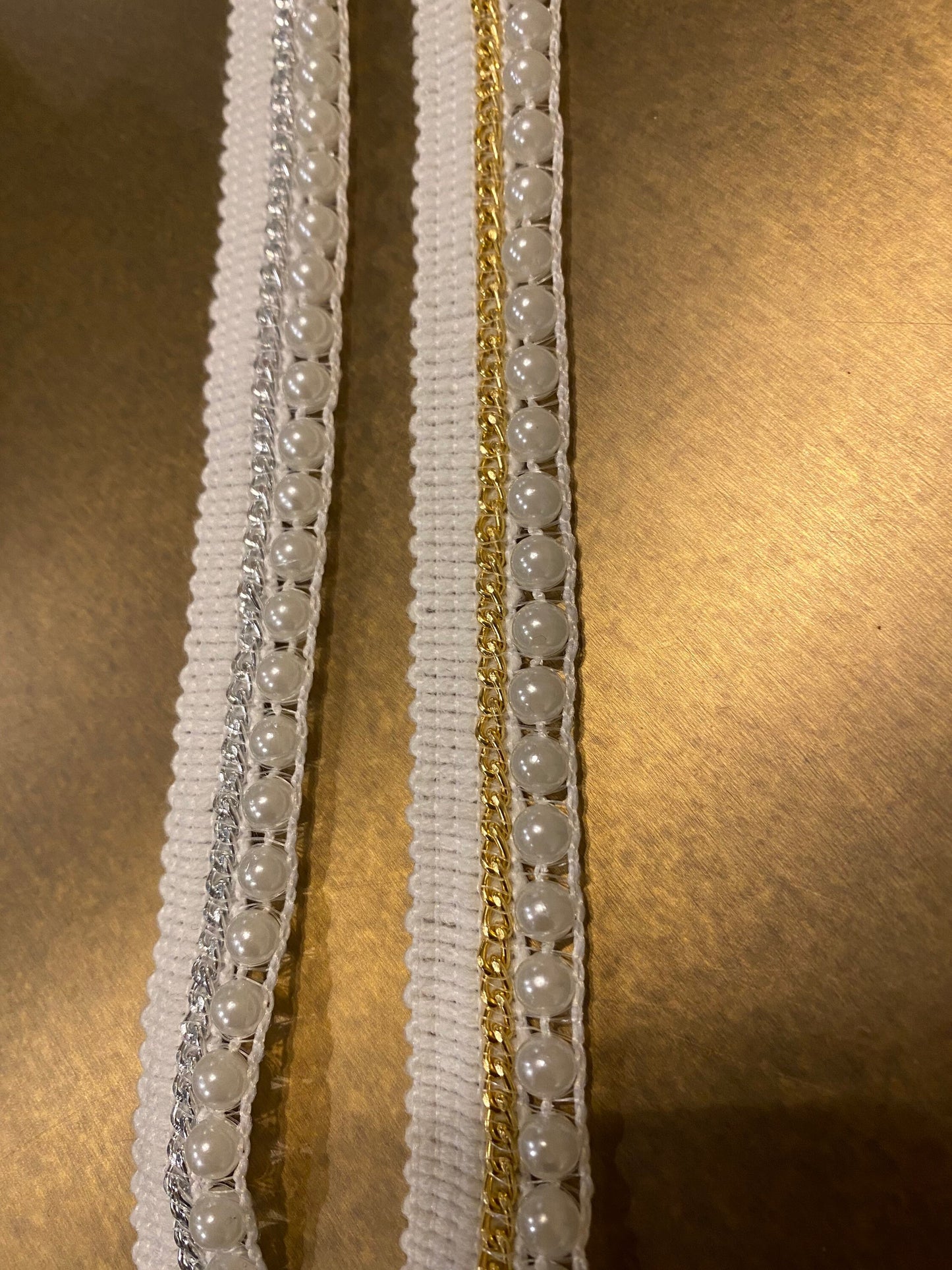 Beaded Chain Tape, Chain, Pearls, Silver, Gold, Black Tape, Ivory Tape, Sew on, Beaded Trim, Cardigans, Blazers, Crafts, Sewing