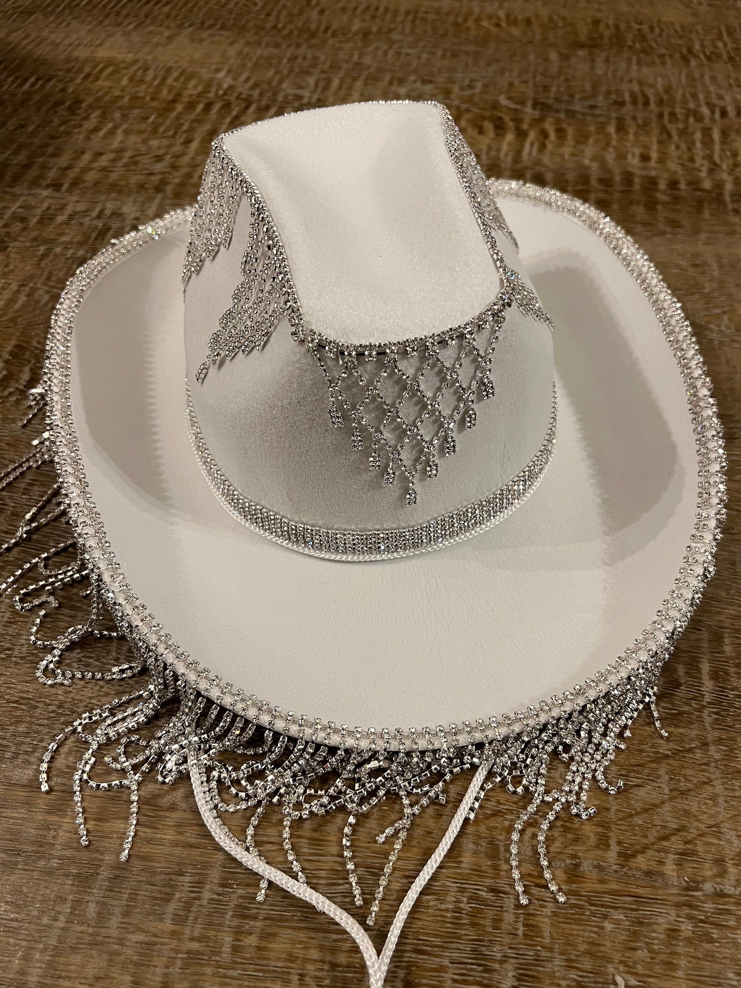 Rhinestone Hat, Fringe Hat, Hen, Party, Cowboy Hat, Black White
