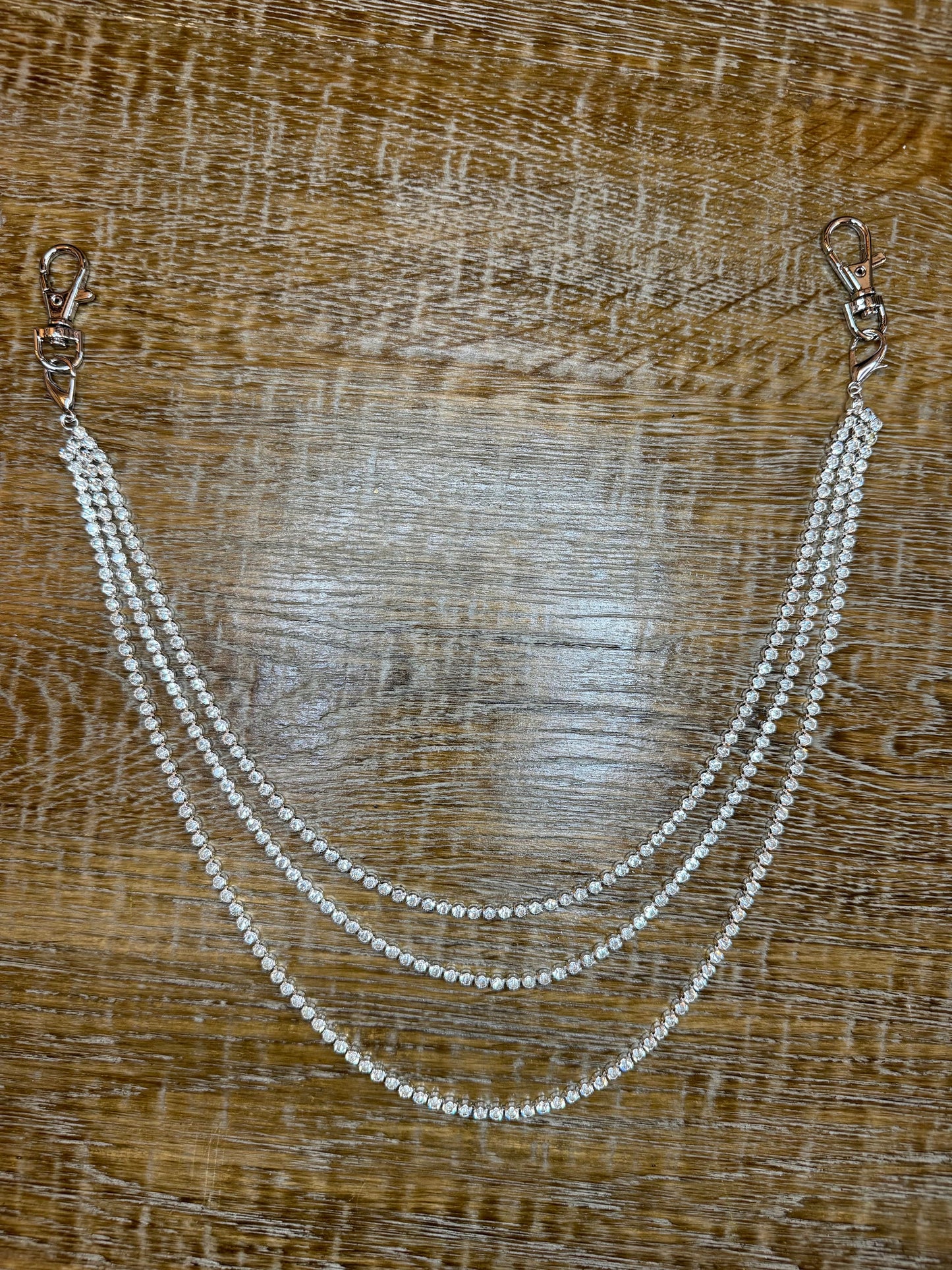 Rhinestone Necklace Chains, Street Fashion, Hip Hop, Silver, Diamanté 3 Row Jeans Chain, Gift, Teen Accessory, Bags, Jeans, Belts