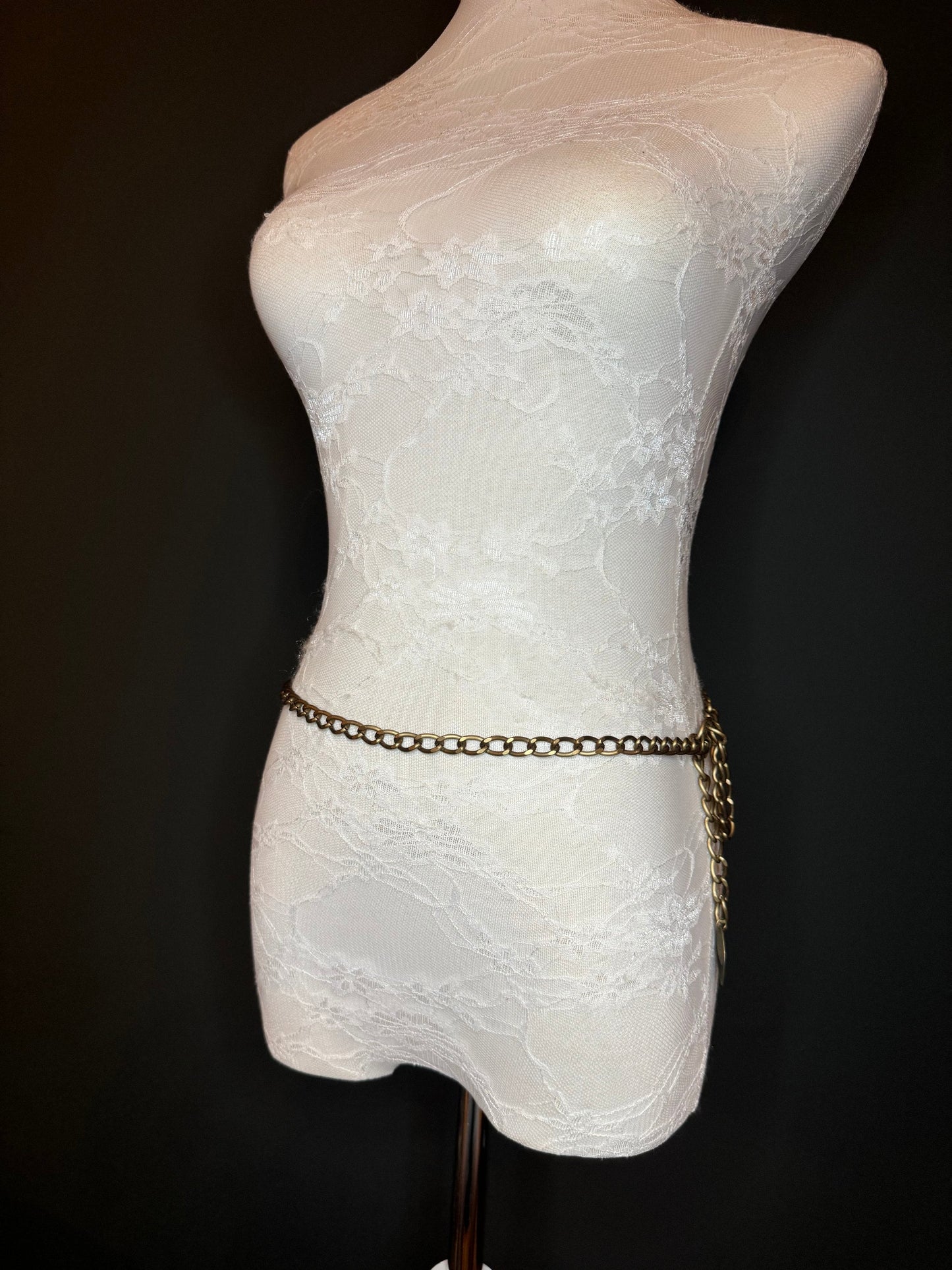 X-long Antique Brass Metal Chain Belt, Quality Chain Belt, Teen Size, 18”-60”, Swimwear, Chain, Accessory, FAN Design, Gift, Plus Sizes
