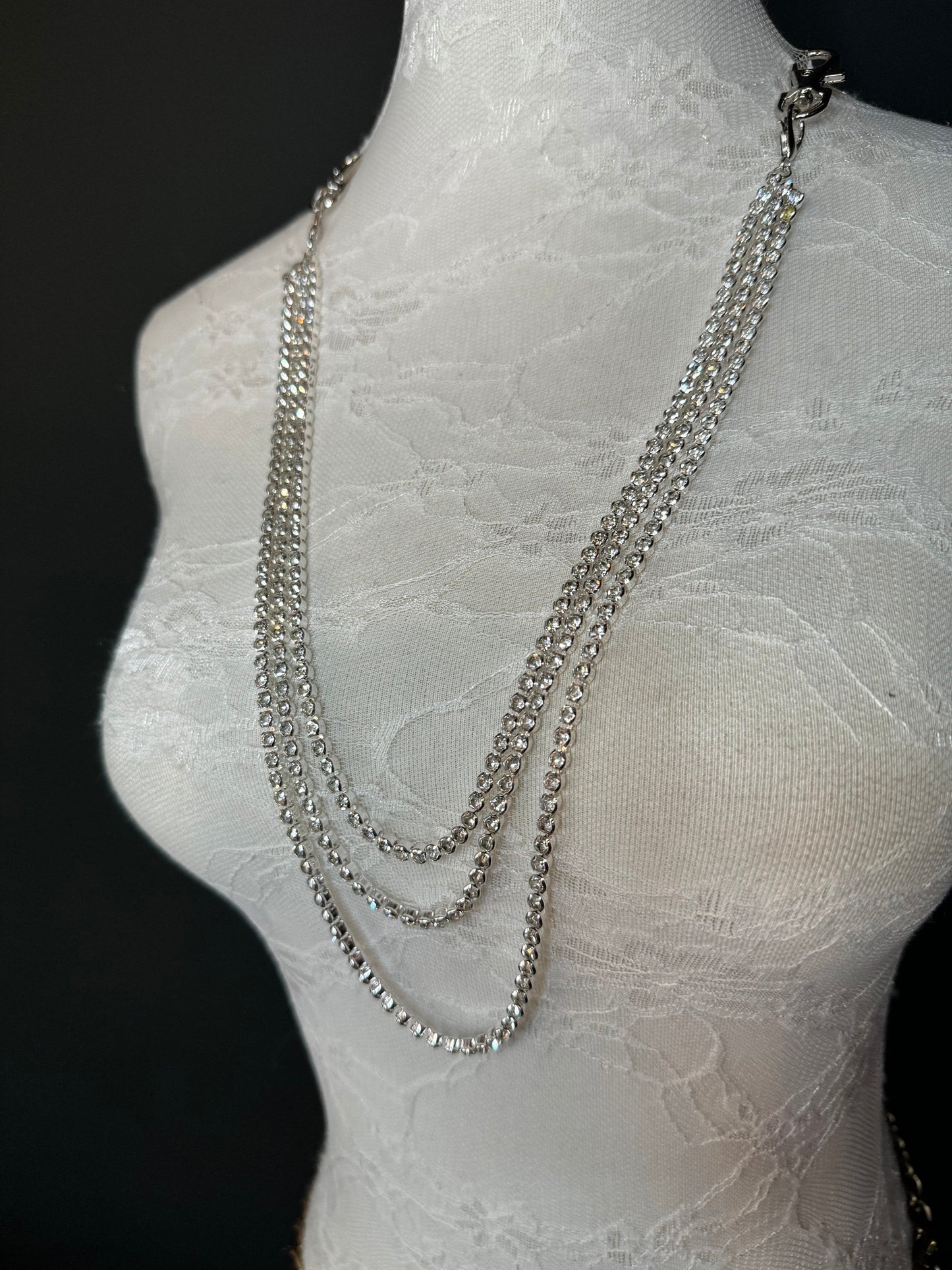 Rhinestone Necklace Chains, Street Fashion, Hip Hop, Silver, Diamanté 3 Row Jeans Chain, Gift, Teen Accessory, Bags, Jeans, Belts
