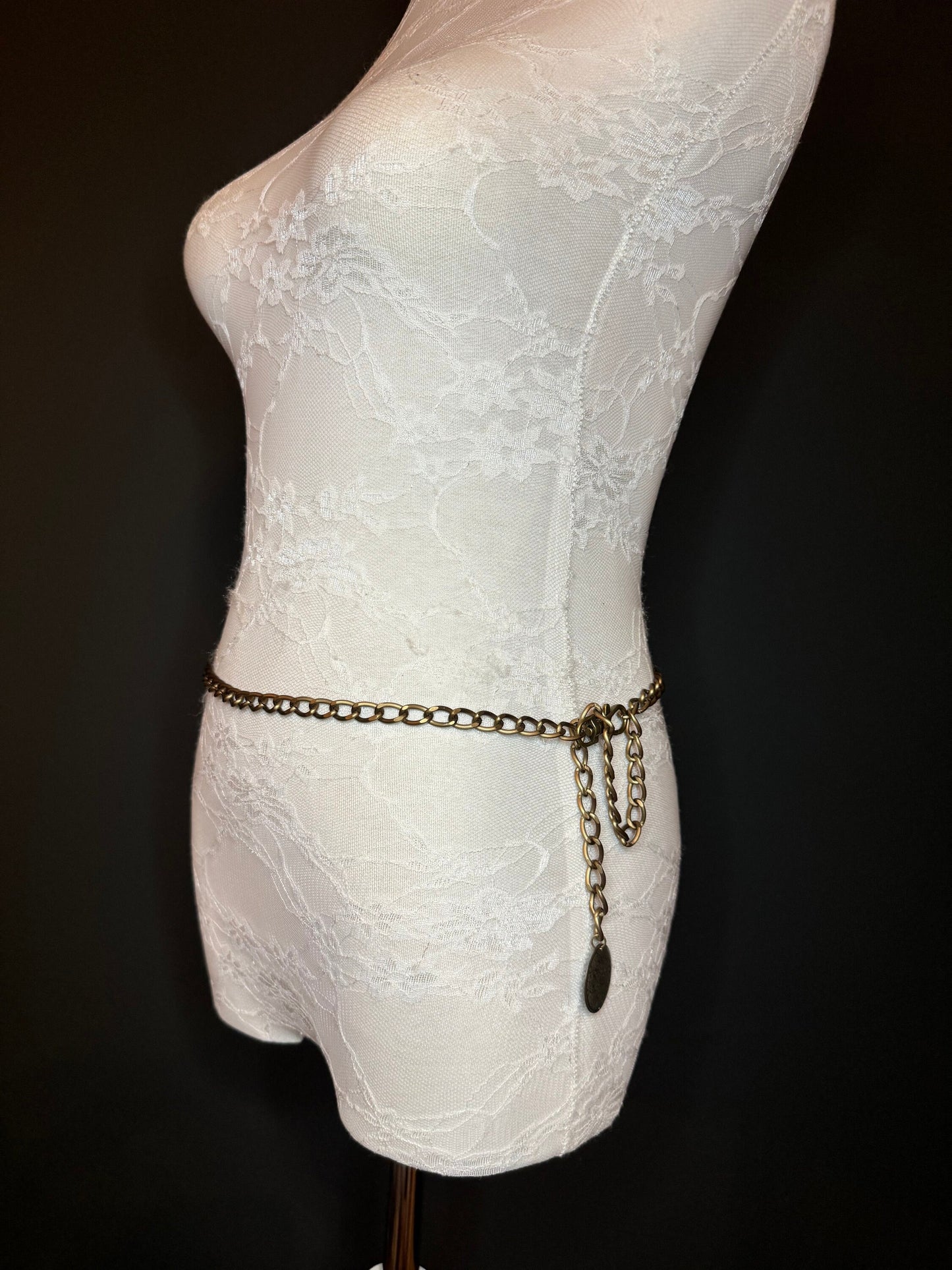 X-long Antique Brass Metal Chain Belt, Quality Chain Belt, Teen Size, 18”-60”, Swimwear, Chain, Accessory, FAN Design, Gift, Plus Sizes