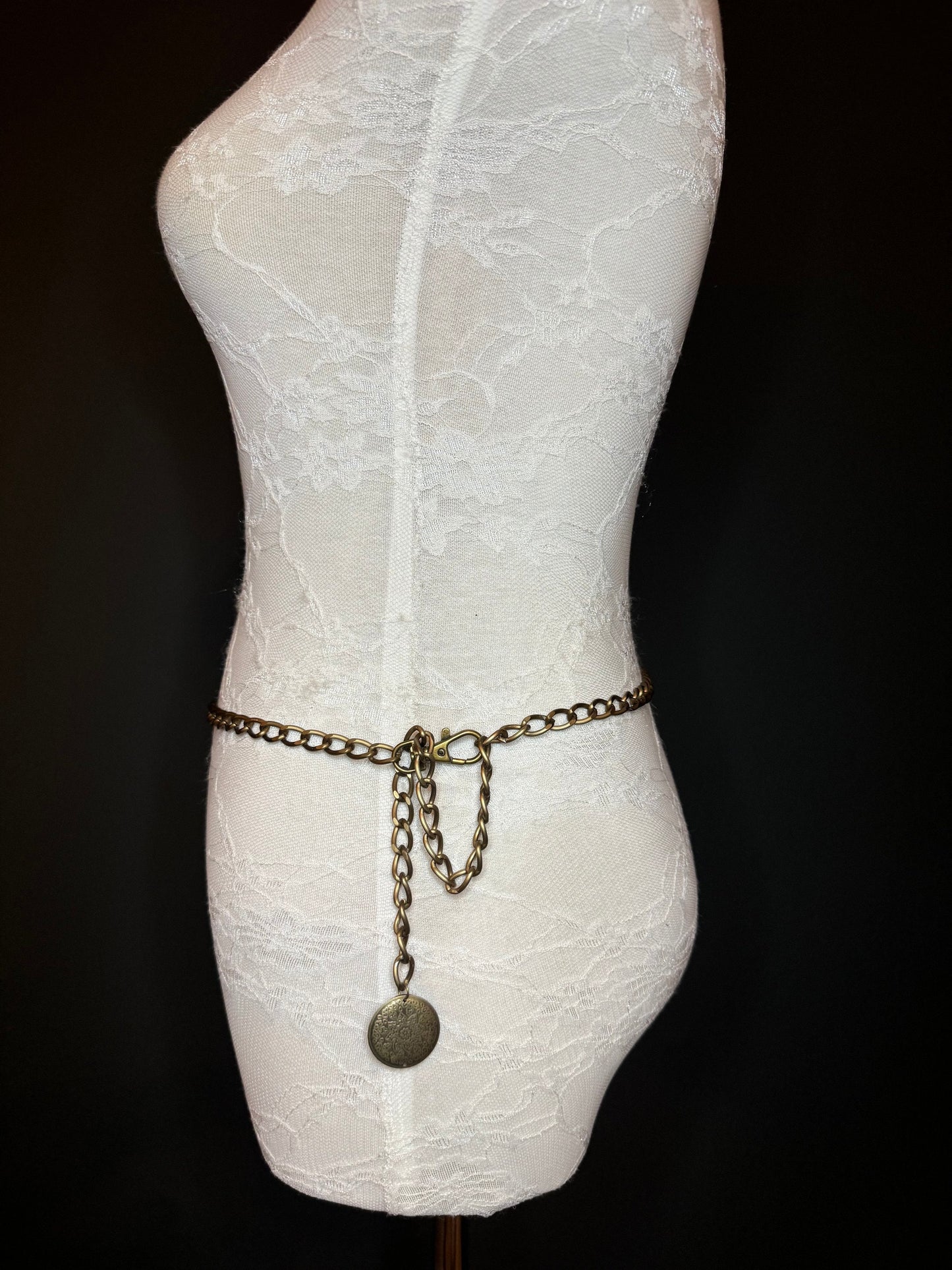 X-long Antique Brass Metal Chain Belt, Quality Chain Belt, Teen Size, 18”-60”, Swimwear, Chain, Accessory, FAN Design, Gift, Plus Sizes