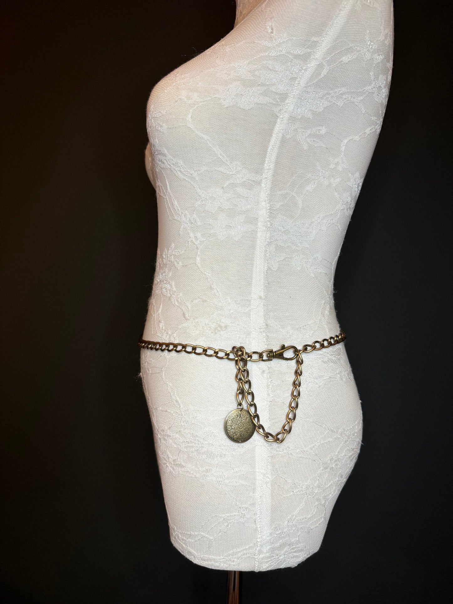 X-long Antique Brass Metal Chain Belt, Quality Chain Belt, Teen Size, 18”-60”, Swimwear, Chain, Accessory, FAN Design, Gift, Plus Sizes